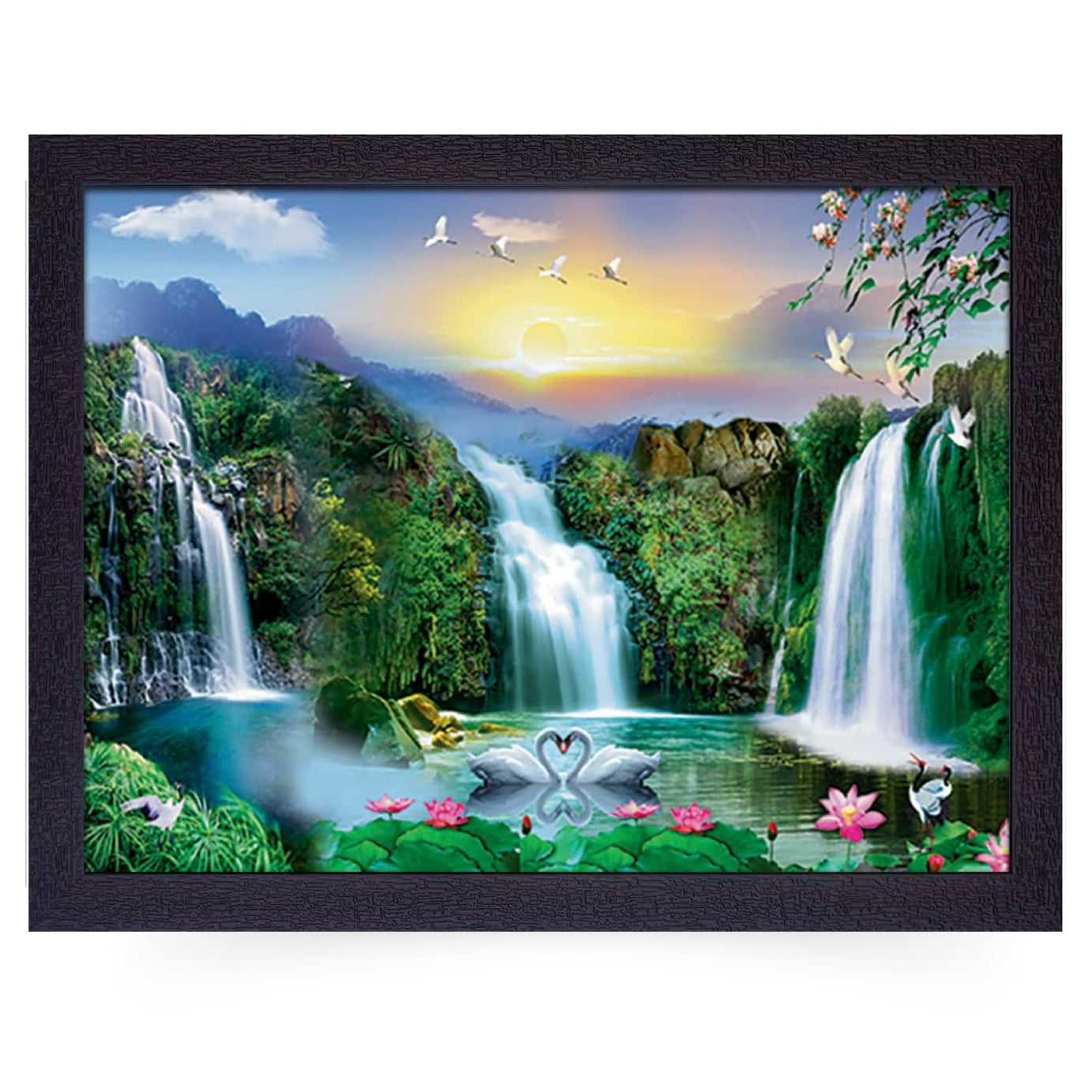 Masstone Waterfall Painting With Frame Vastu | Natural Paintings for Living Room 35X28 CM | Wall Scenery for Bedroom, Office, Home Decoration Items | Waterfall Lake Painting