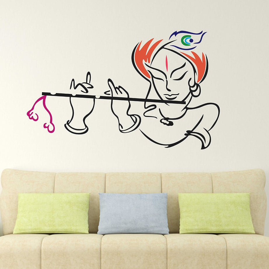 Wallstick " lord krishna " wallstickers (vinyl 80 cm x 50 cm)