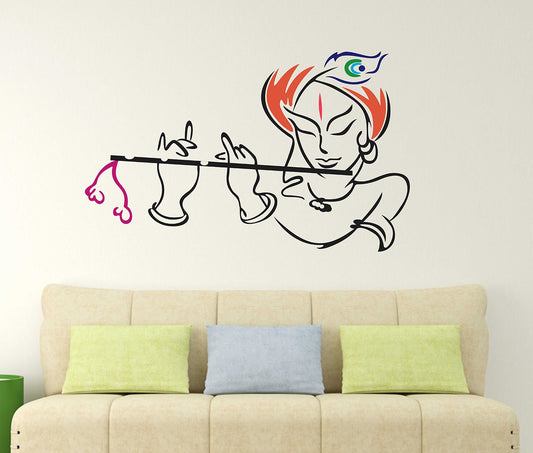 Wallstick " lord krishna " wallstickers (vinyl 80 cm x 50 cm)