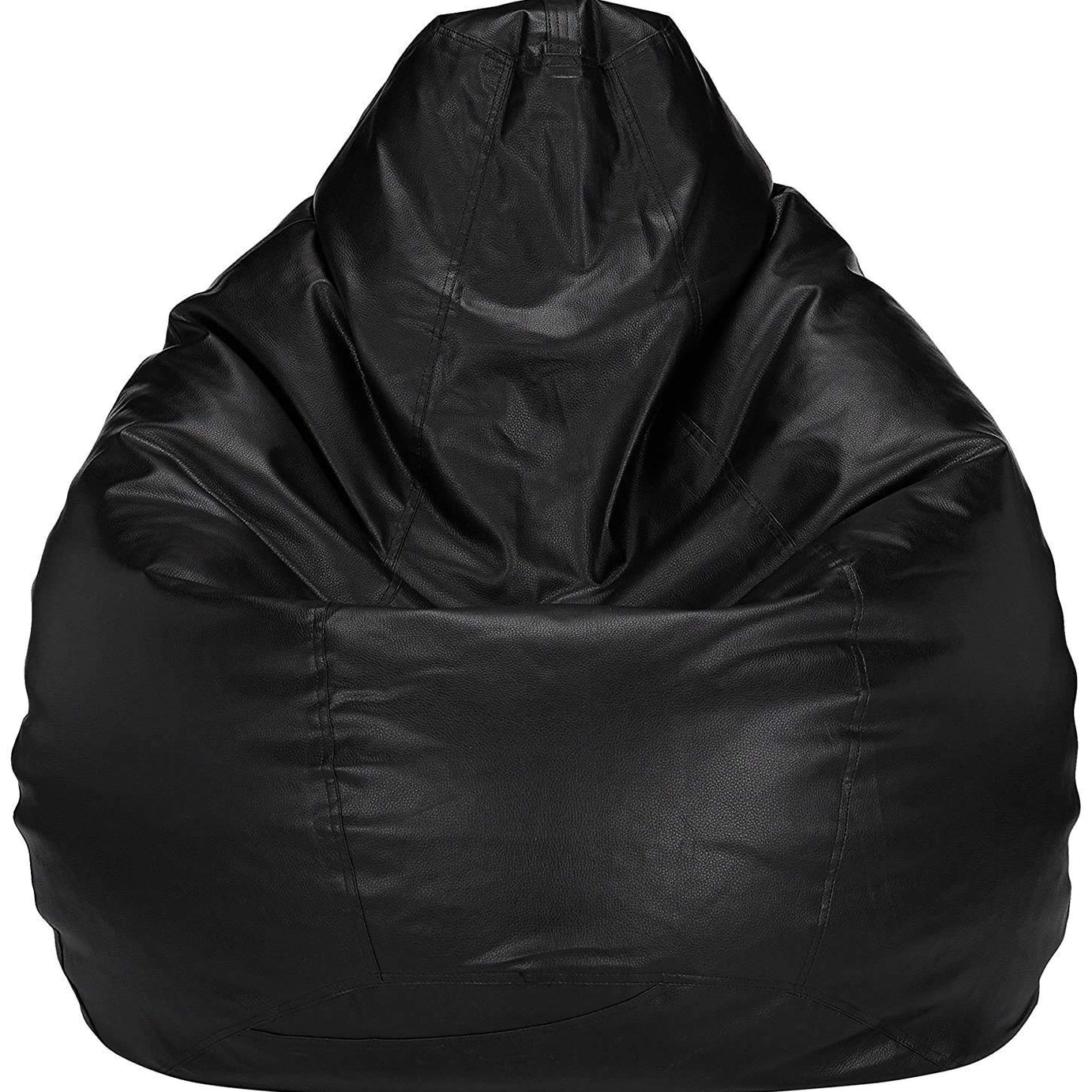 Caresful Bean Bag Cover Leatherette Black Sofa Cover Chair Sturdy Zipper Recliner Bean Bag Cover Organizing Storage Water Resistant Furniture (No Filler)