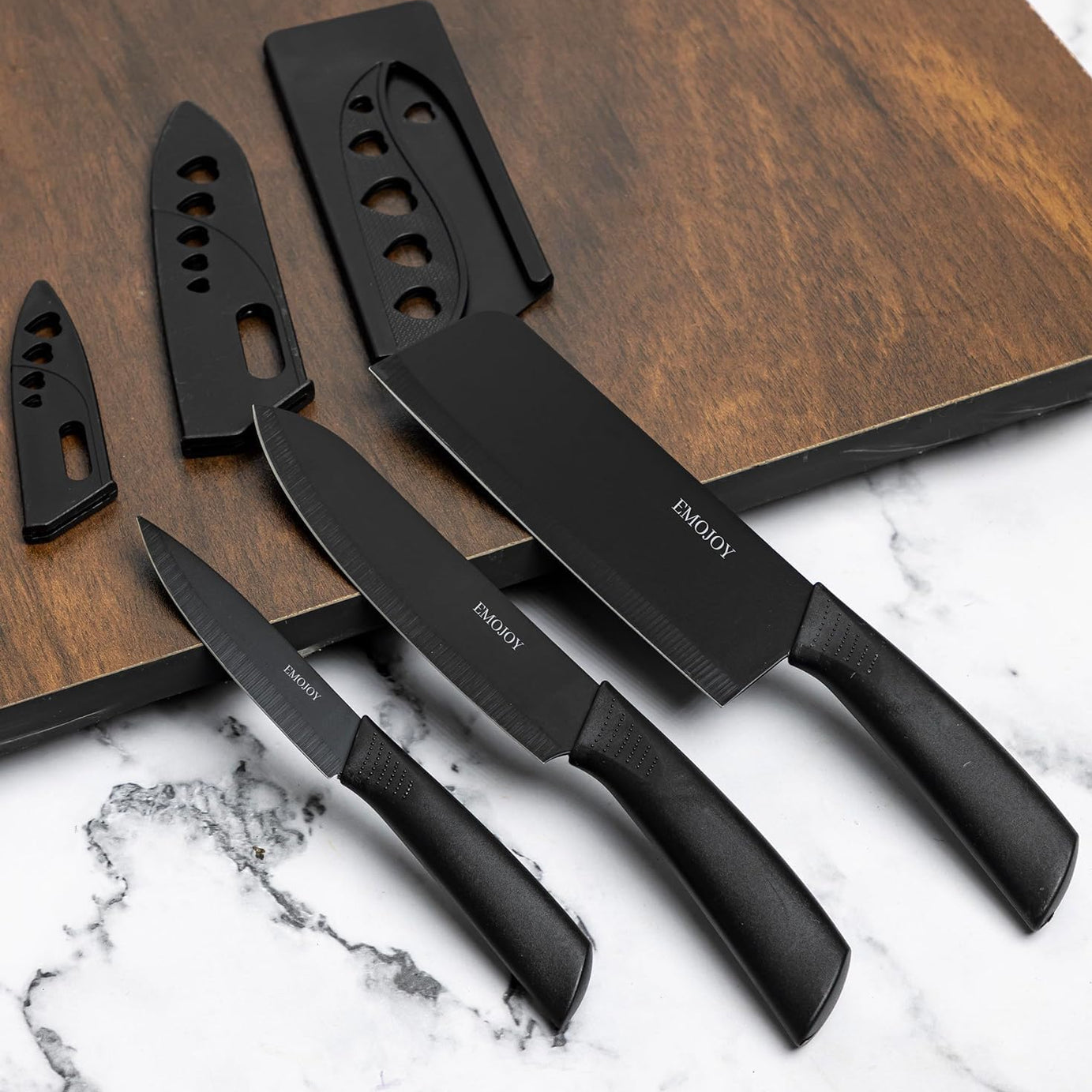 Emojoy Stainless Steel 3 Pieces Chef Knife Set.Meat Knife with Sharp Blade with Ergonomic Handle for Home Kitchen and Restaurant