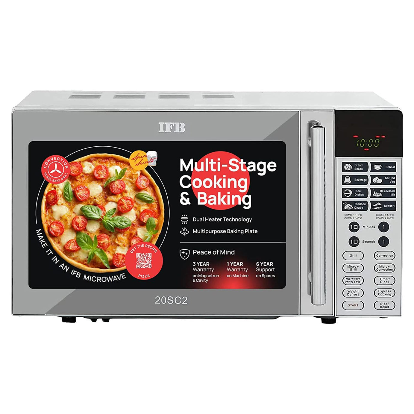 IFB 20 L Convection Microwave Oven (20SC2, Metallic Silver, With Starter Kit), STANDARD