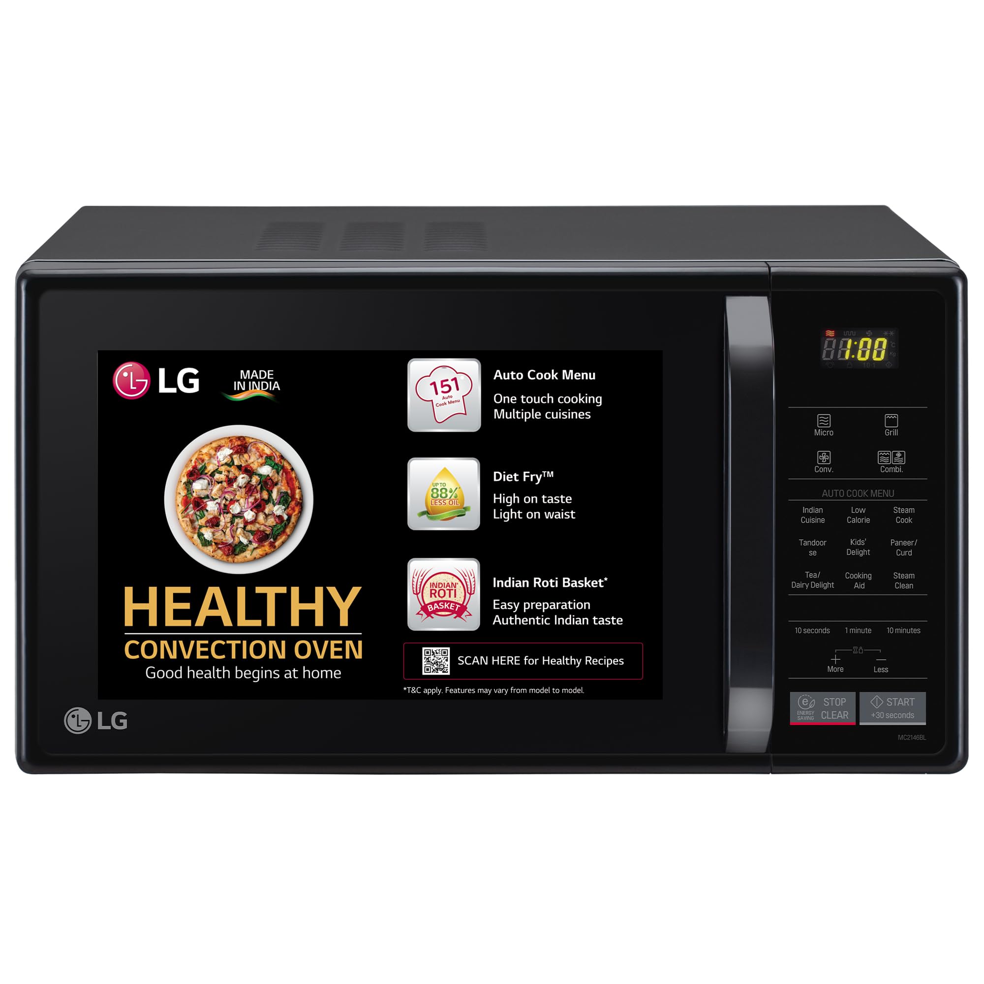 LG 21 L All In One Convection Microwave Oven (MC2146BL, Black)