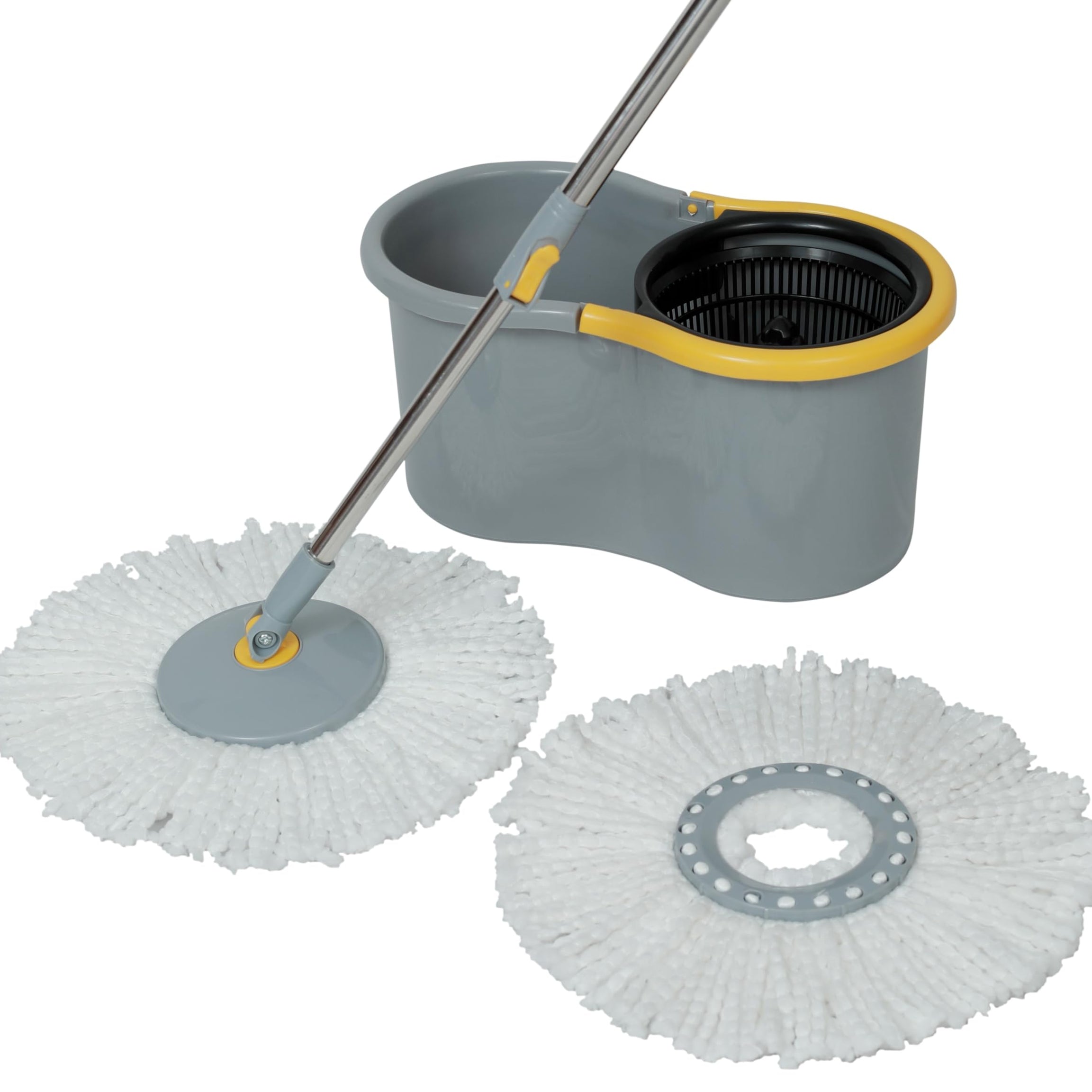 Esquire Elegant GREY 360° Spin Mop Set with Easy Wheels and Additional Refill