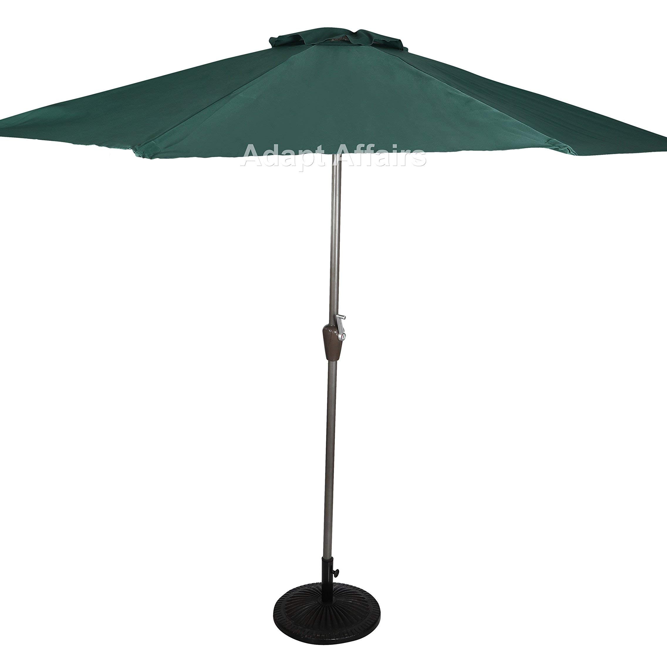 Invezo Luxury Side Pole Patio Garden Umbrella (2.7 meter / 9 feet dia) (Stand Base, Green)