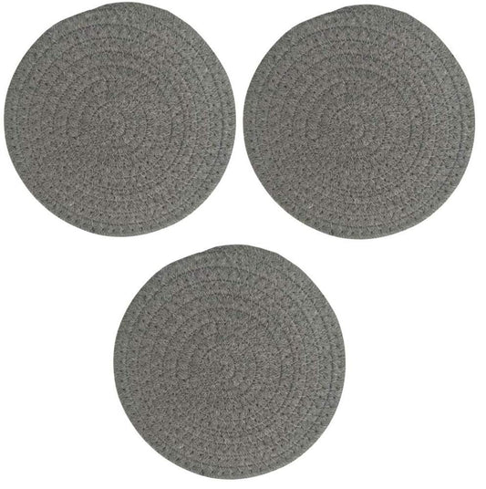 STAR WORK- Set of 3 Potholders for Dining Table, 8 Inch Trivets Set Cotton Thread Weave, Hot Pot Holders Stylish Coasters for Farmhouse Decor, Hot Pads Thermal (GREY)