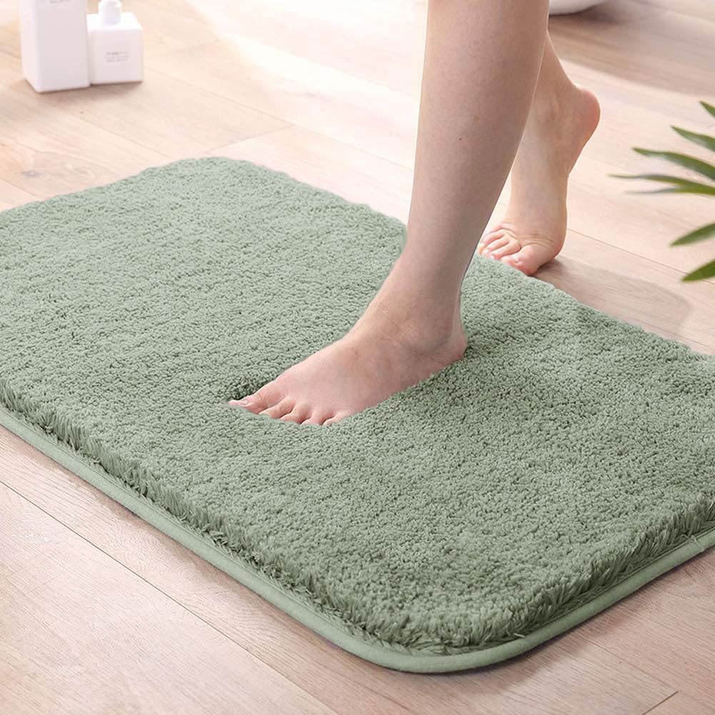 LUXE HOME INTERNATIONAL Bath Mat Super Soft Non Slip Vegas Mats for Bathroom, Door (40x60 cm, Pastel Green) Pack of 1, Microfiber, Rectangular