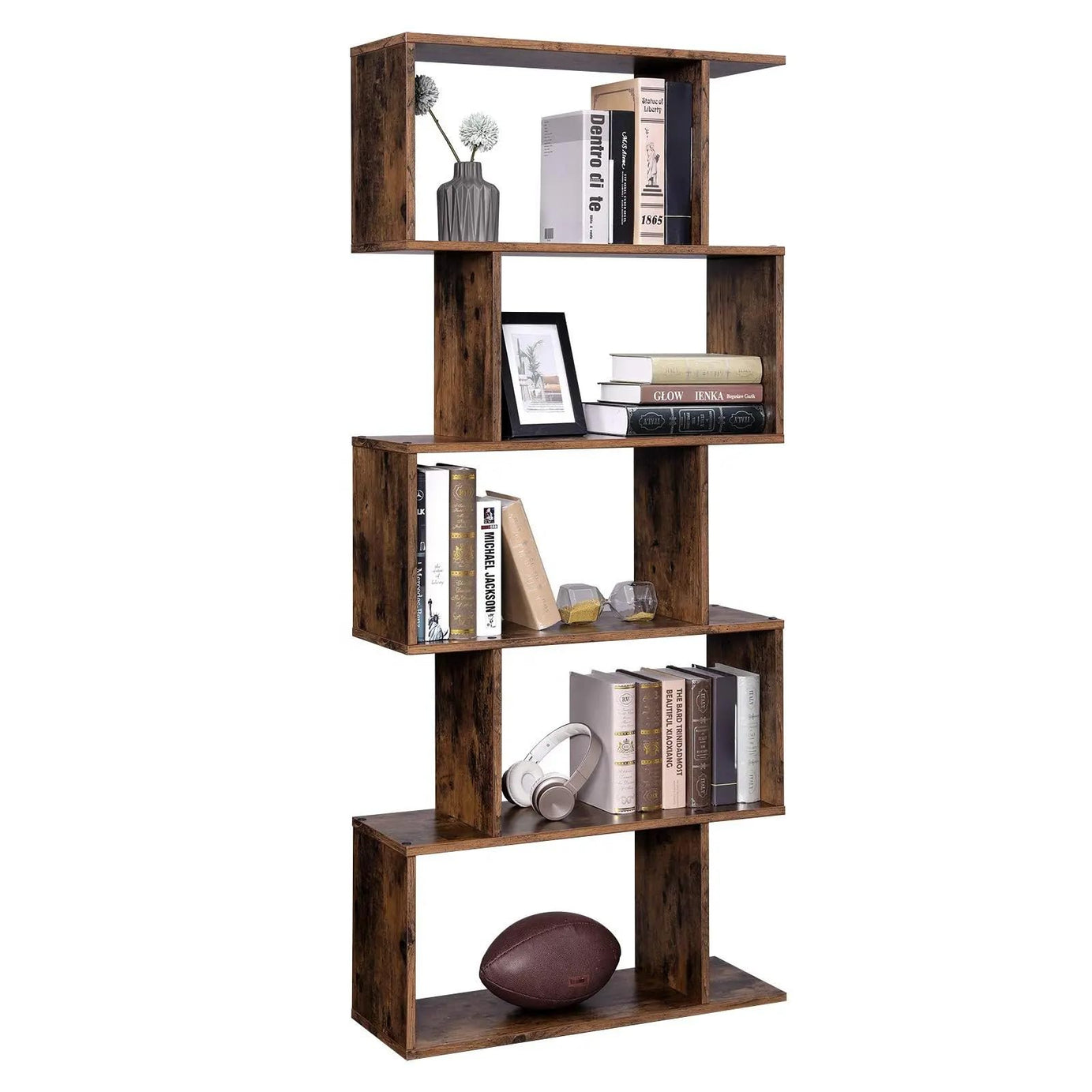 RIZIVA Wood Bookshelf Cabinet Book Rack Organizer with Shelves for Decor Display Cabinet Floor Standing for Home