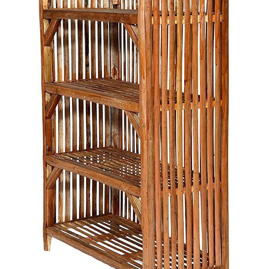 Cane Crafts 4 Tier Bamboo Wooden Shoe Racks Slipper Stand Chappal Storage Organizer Multi-Purpose Rack for Storage Entryway Shelf Organizer for Home and Kitchen