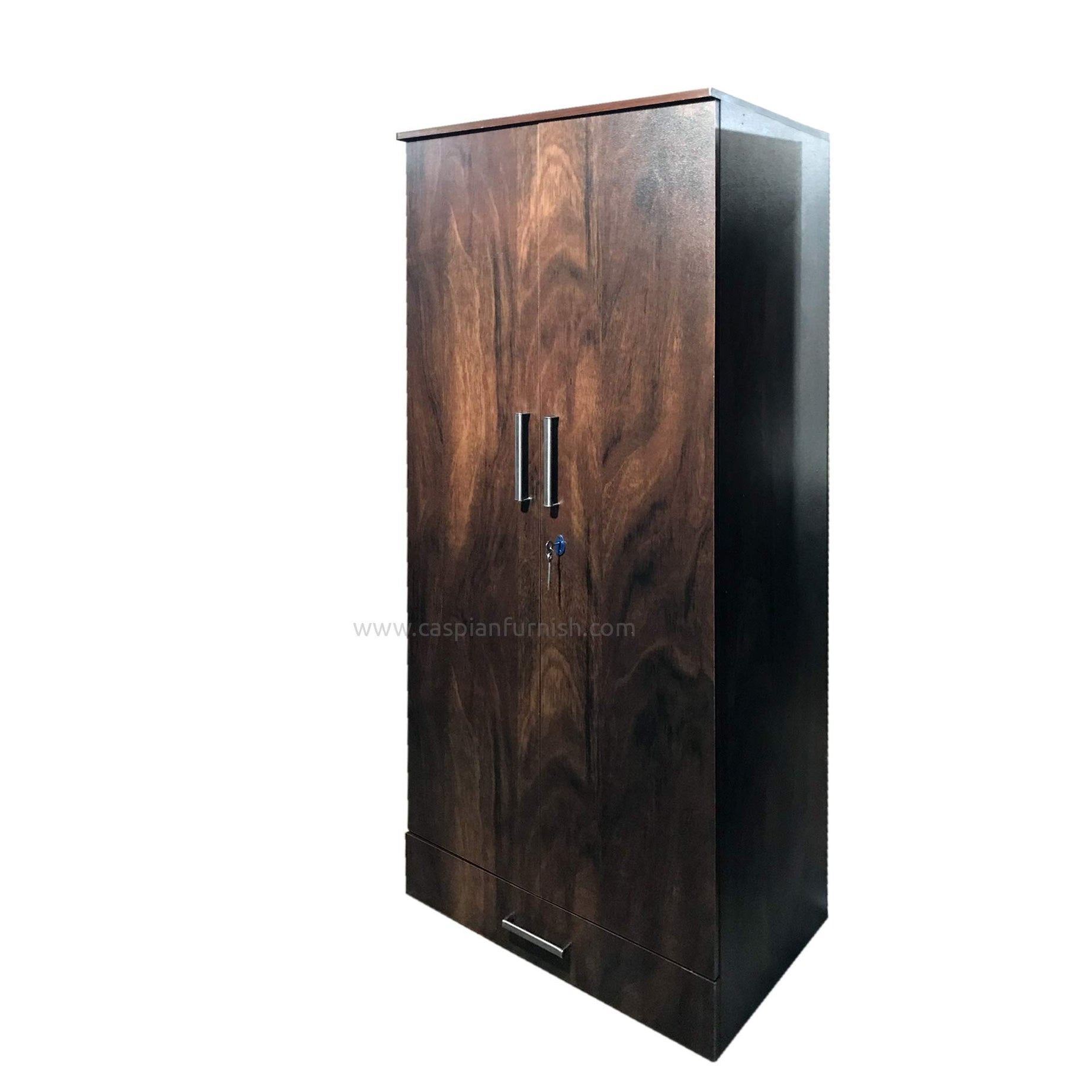 CASPIAN Furniture Engineered Wood Textured 2 Door Wardrobe with 5 Shelves and 1 Drawer | Wooden Wardrobe for Home | Home Furniture |2 Door Cupboard | Storage Rack for Kitchen and Living Room |