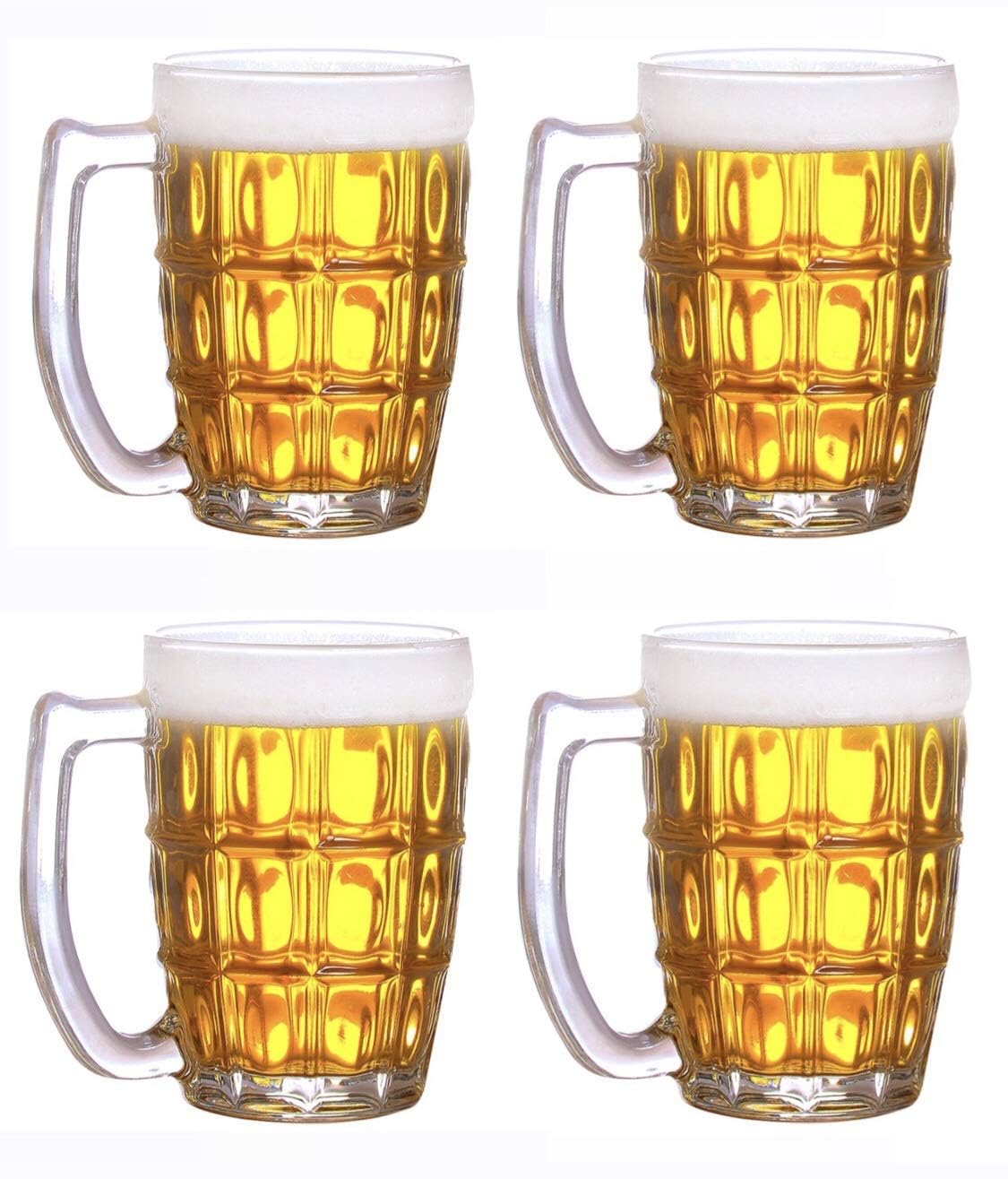 INOVIQUE Juice & Beer Glass Mug for Cocktail, Juice, Milkshake, Coke, soda | 380ML | Set of 4