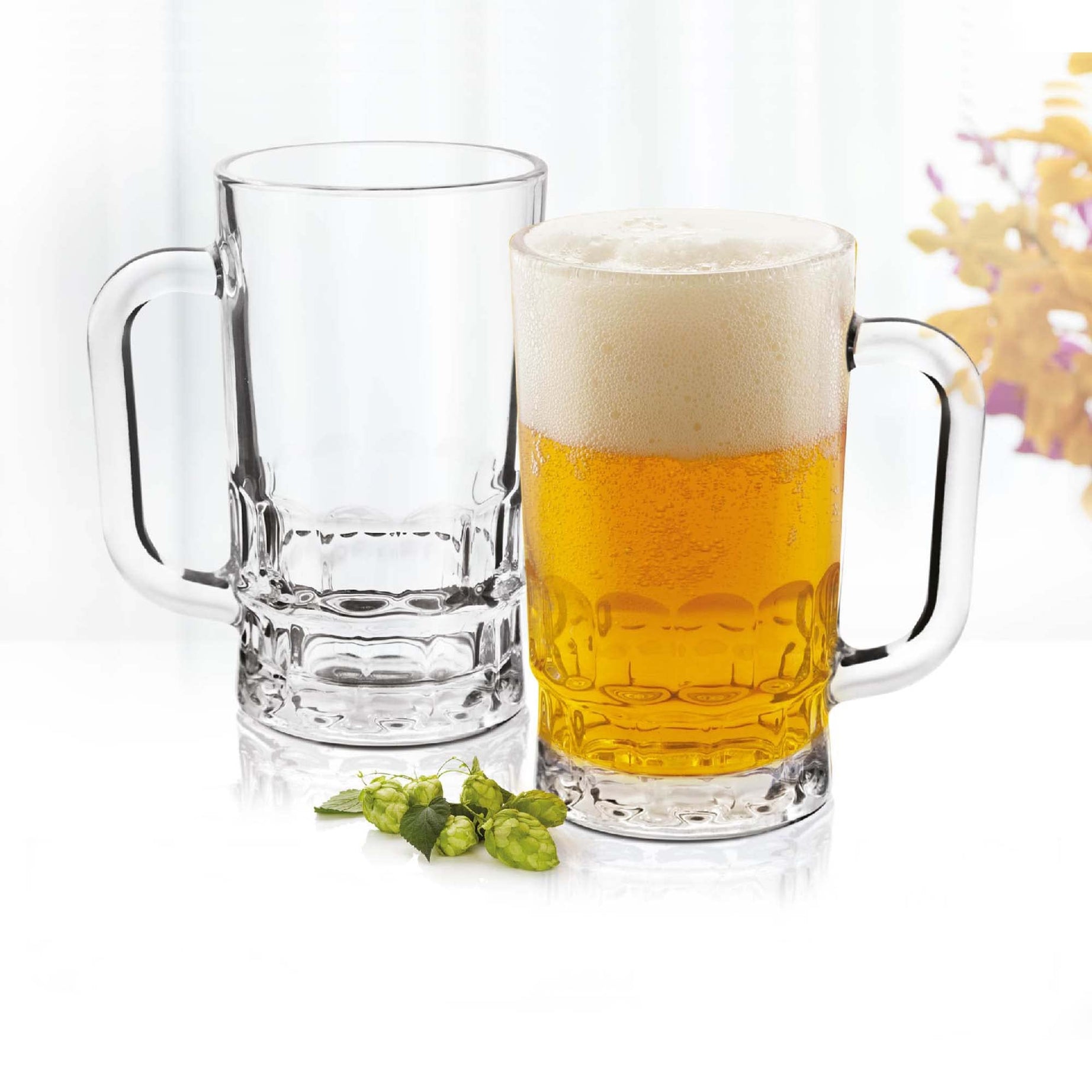 Treo By Milton Gusto Cool Glass Mug Set of 2, 335 ml Each, Transparent | Beer | Drink | Juice