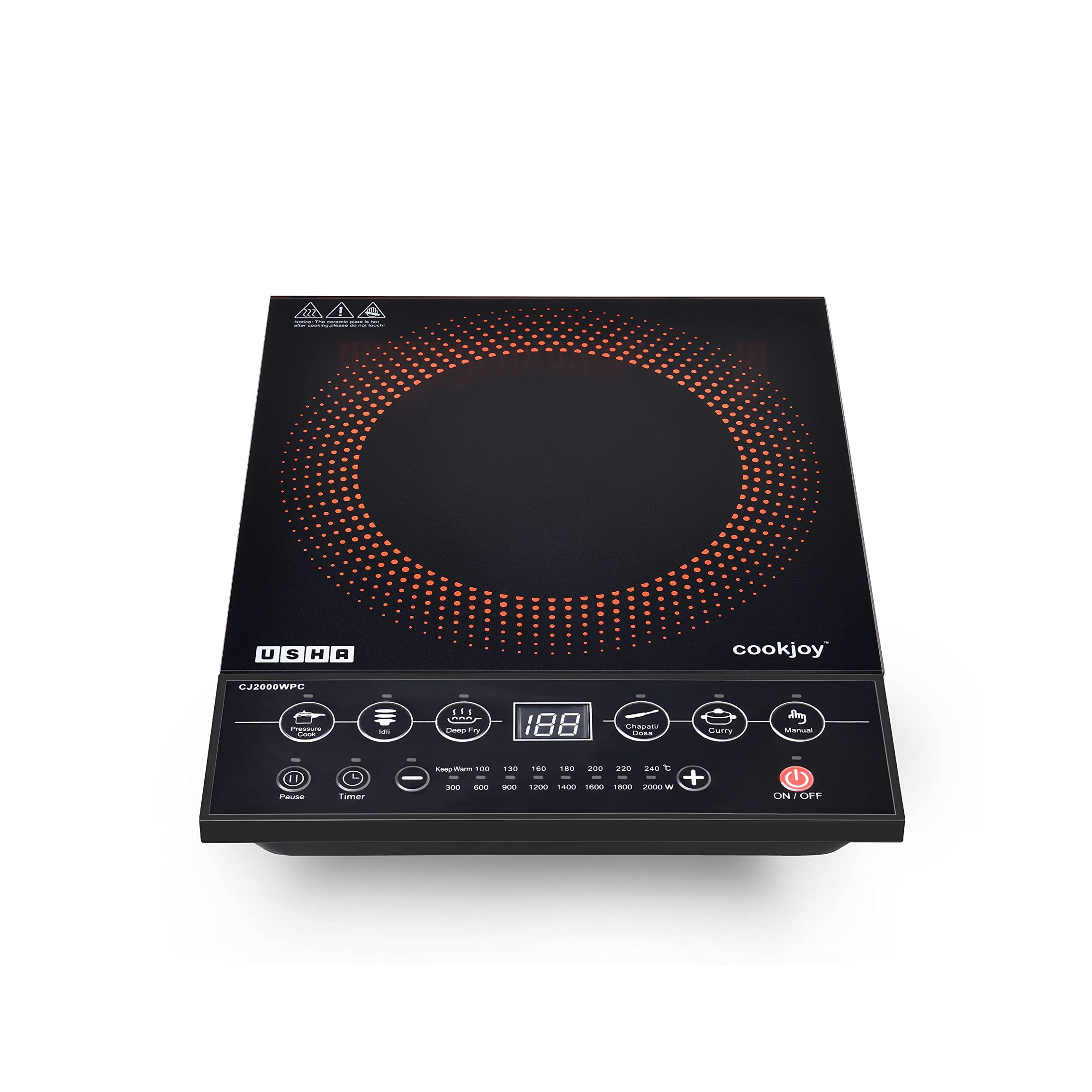 Usha Cookjoy (CJ2000WPC) 2000 Watt Induction Cooktop (Black), Sealed