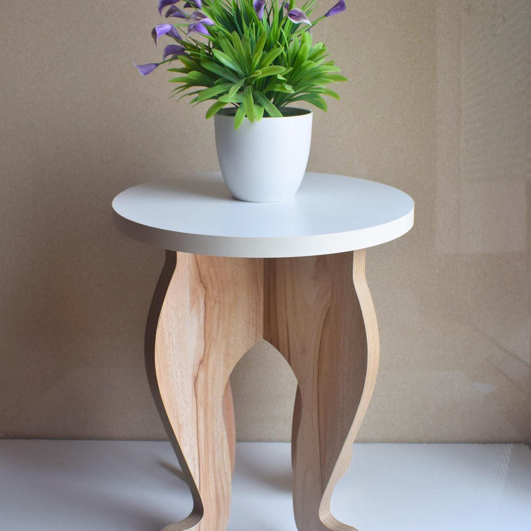 InoSlashed Beautiful Wooden Side Table/End Table/Plant Stand/Tea Table/Stool Living Room Furniture Round Shape (15 Inch)