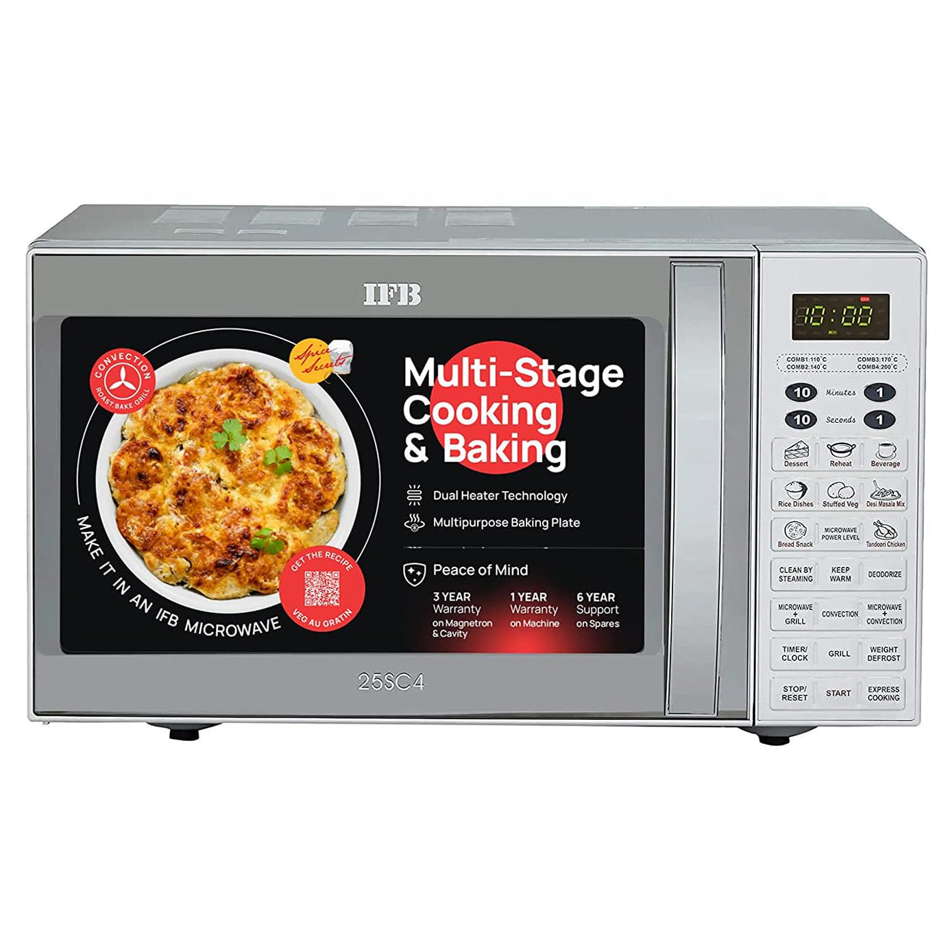 IFB 25 L Convection Microwave Oven (25SC4, Metallic Silver, With Starter Kit)