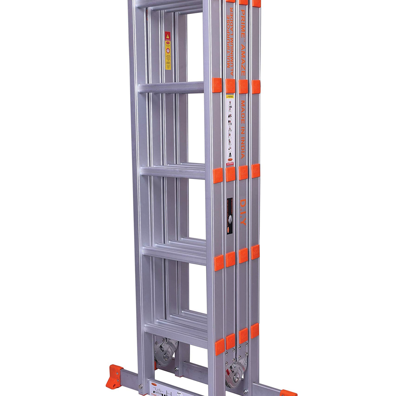 Prime Amaze 20 feet (20 steps) Multipurpose Foldable Aluminium Ladder | with scaffolding plates & platform | Made in India | Ladder for Home & Outdoor use