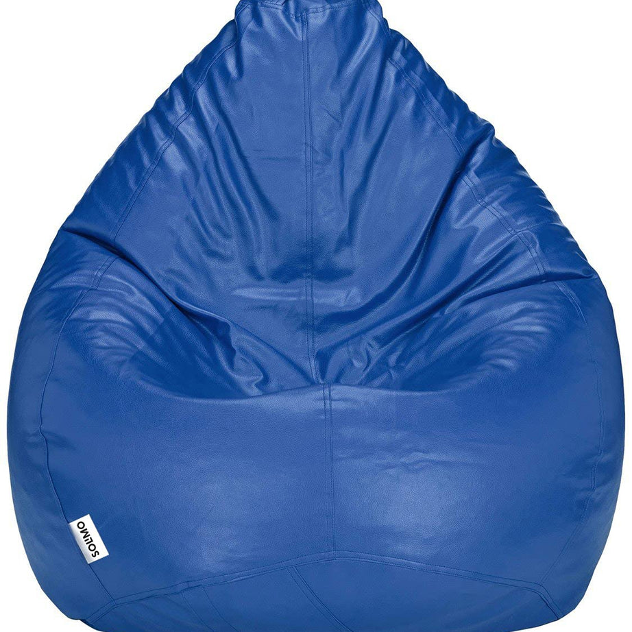 Amazon Brand - Solimo XXXL Faux Leather Bean Bag Cover Without Beans (Blue)