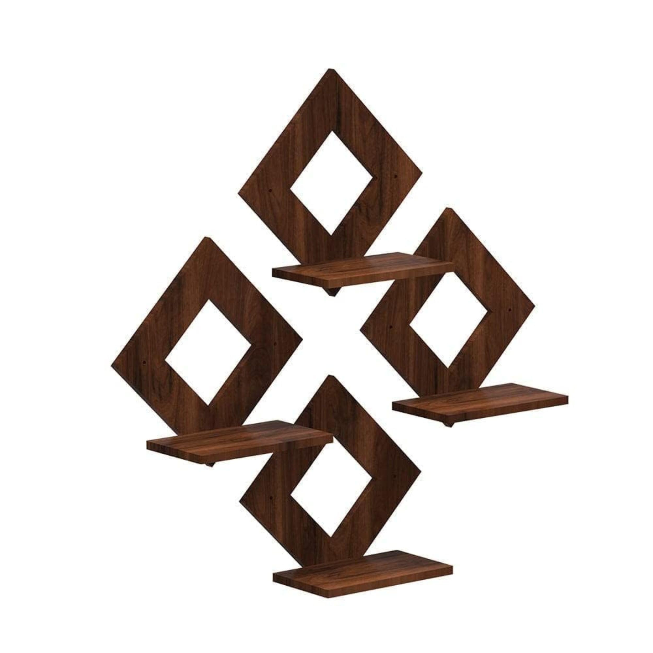 Ingo creation Wooden Wall Shelf Shelves Art Hanging Decor for Wall Diwali Decoration Items Home Decor - Floating Display Rack Shelves Artwork for Living Room Kitchen Bedroom Ideal for Gifting