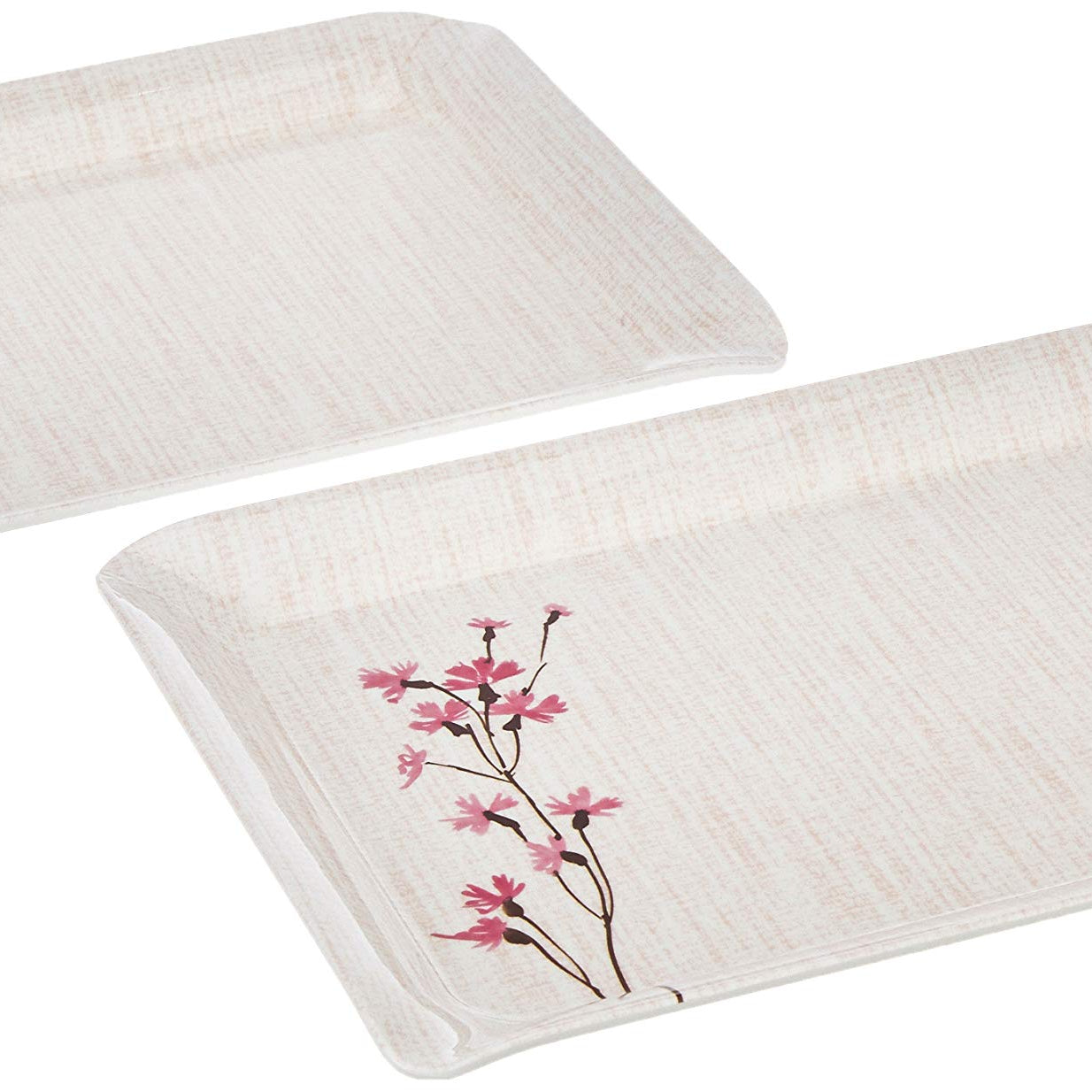 Amazon Brand - Solimo Plastic Classico Set of 2 Melamine Serving Trays (White, 31*23 cm), Rectangular