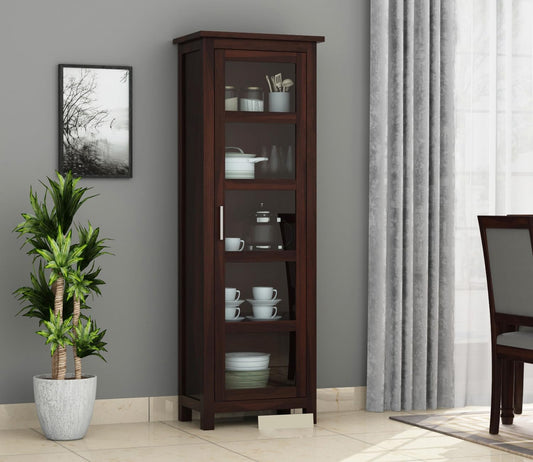 Hitanshi Decor Sheesham Wood Crockery Cabinet || Kitchen Cabinet || Display Cabinet | Bookshelf || Wooden Storage Cabinet || Wardrobes || Honey Finish (Walnut)