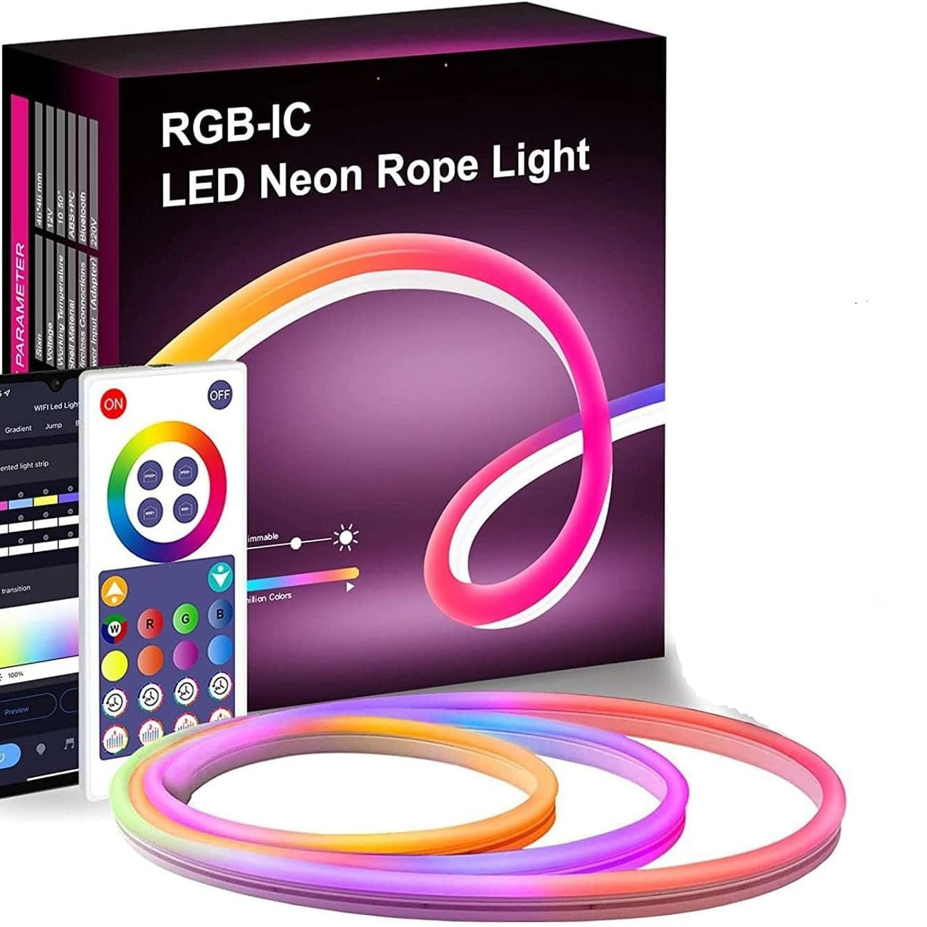 NYTRYD Rgb-Ic Led Neon Rope Light, Wifi Smart Led Light Strip, Diy Flexible Silicone Design, Music Sync, App & Voice Control, Decorate For Home, Party, Festival, Kids, Gaming(3 Meters), Multicolour