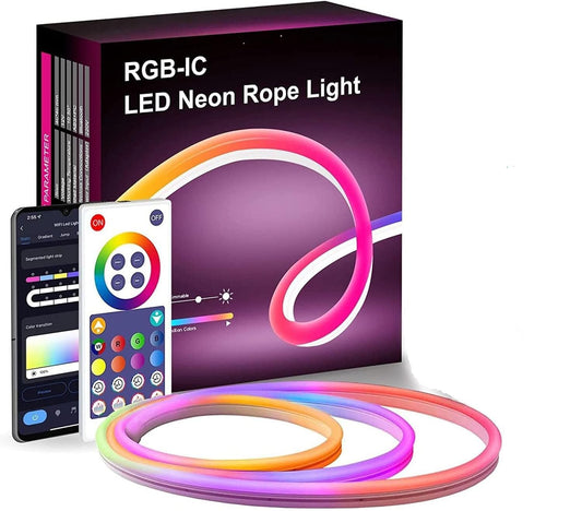 NYTRYD Rgb-Ic Led Neon Rope Light, Wifi Smart Led Light Strip, Diy Flexible Silicone Design, Music Sync, App & Voice Control, Decorate For Home, Party, Festival, Kids, Gaming(3 Meters), Multicolour