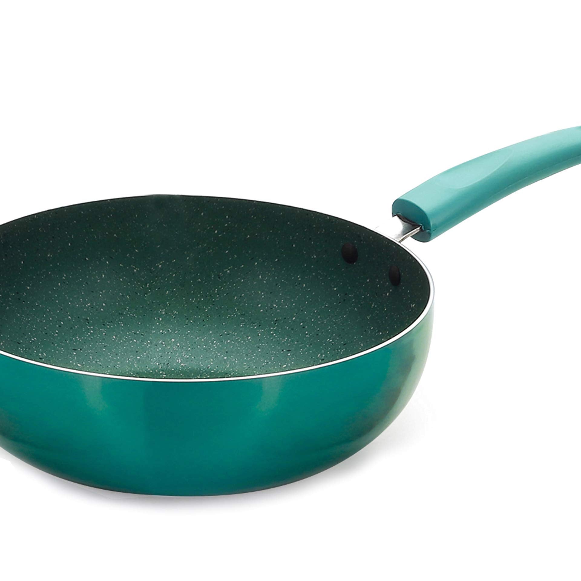 Nirlon Galaxy Induction Base Non Stick Aluminium Deep Kadhai|Wok|Kadai {Color - Green}