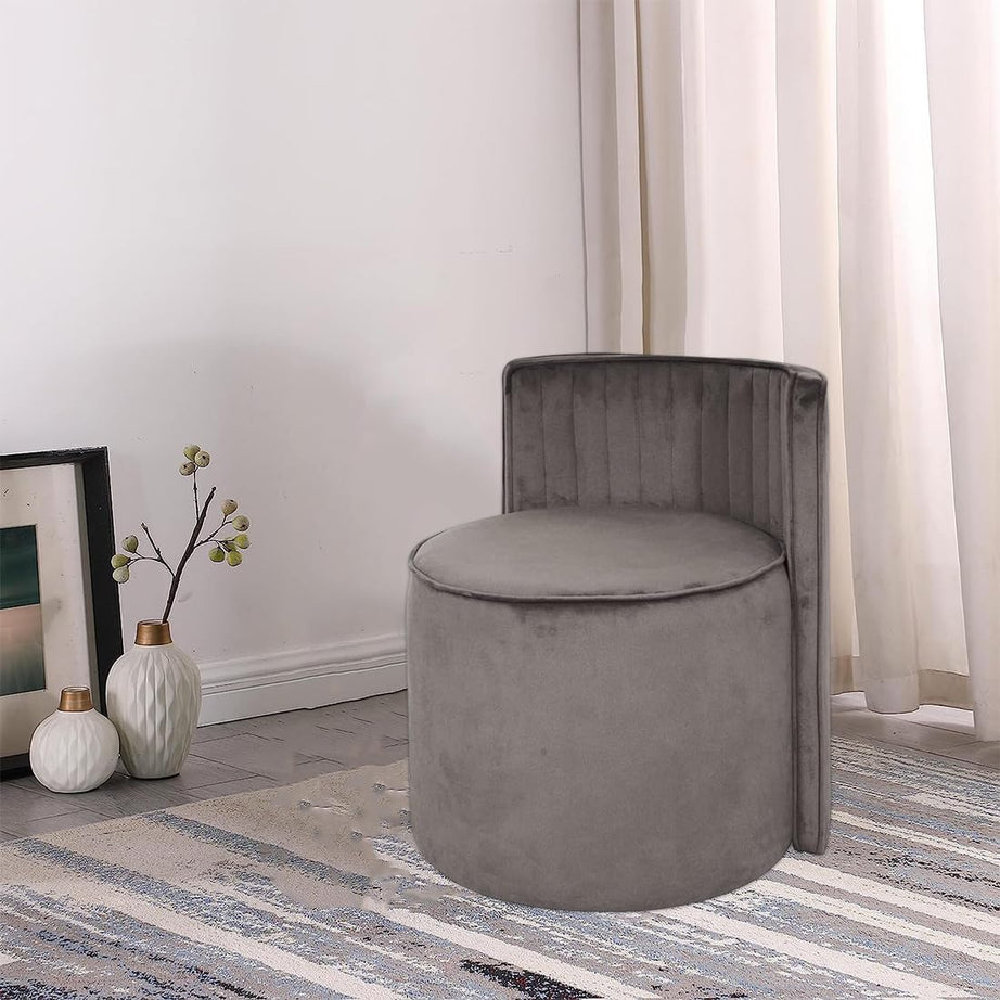 ROUNDHILL FURNITURE Ottoman Pouffes Sitting Mudda with Backrest for Home Décor Living Room - Grey