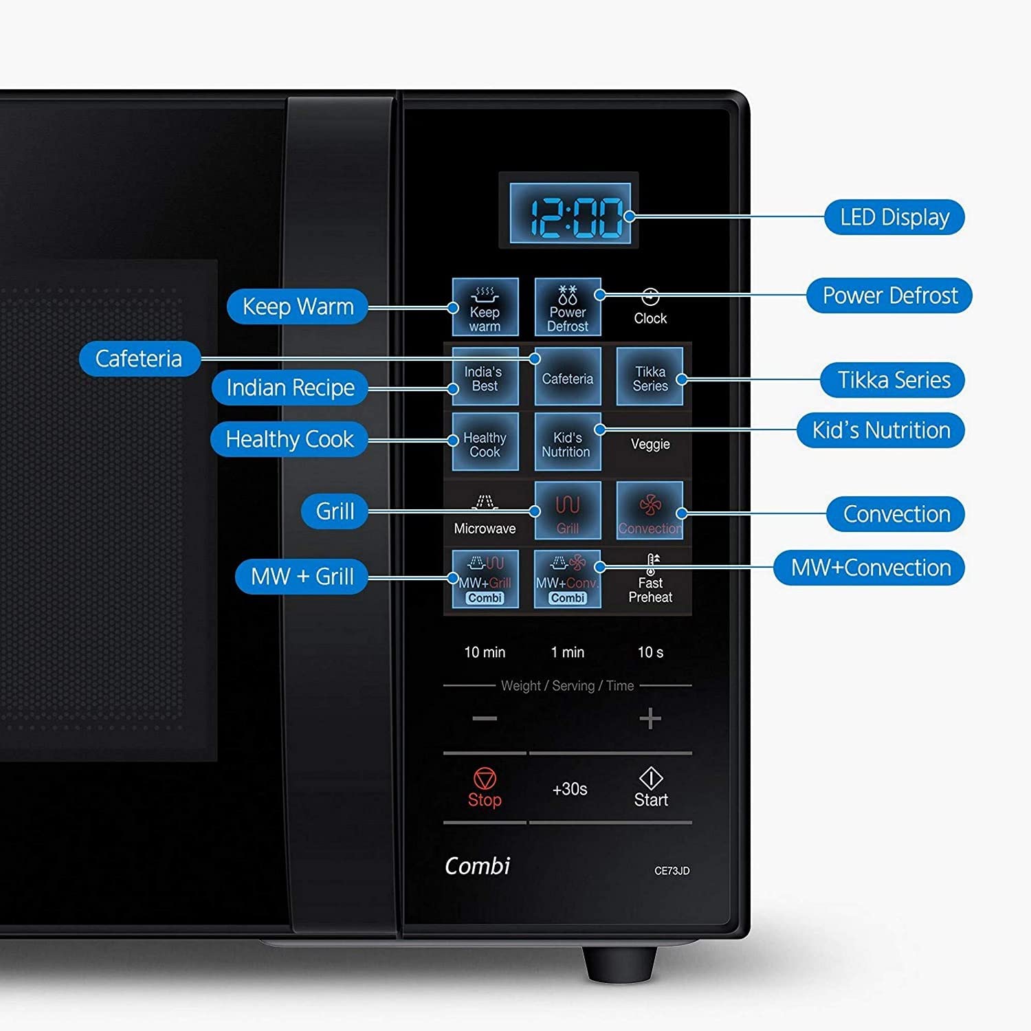 Samsung 21L, Convection Microwave Oven with Triple Distribution System(CE73JD-B1/XTL, Black, 10 Yr warranty, Gift for Every Occasion)