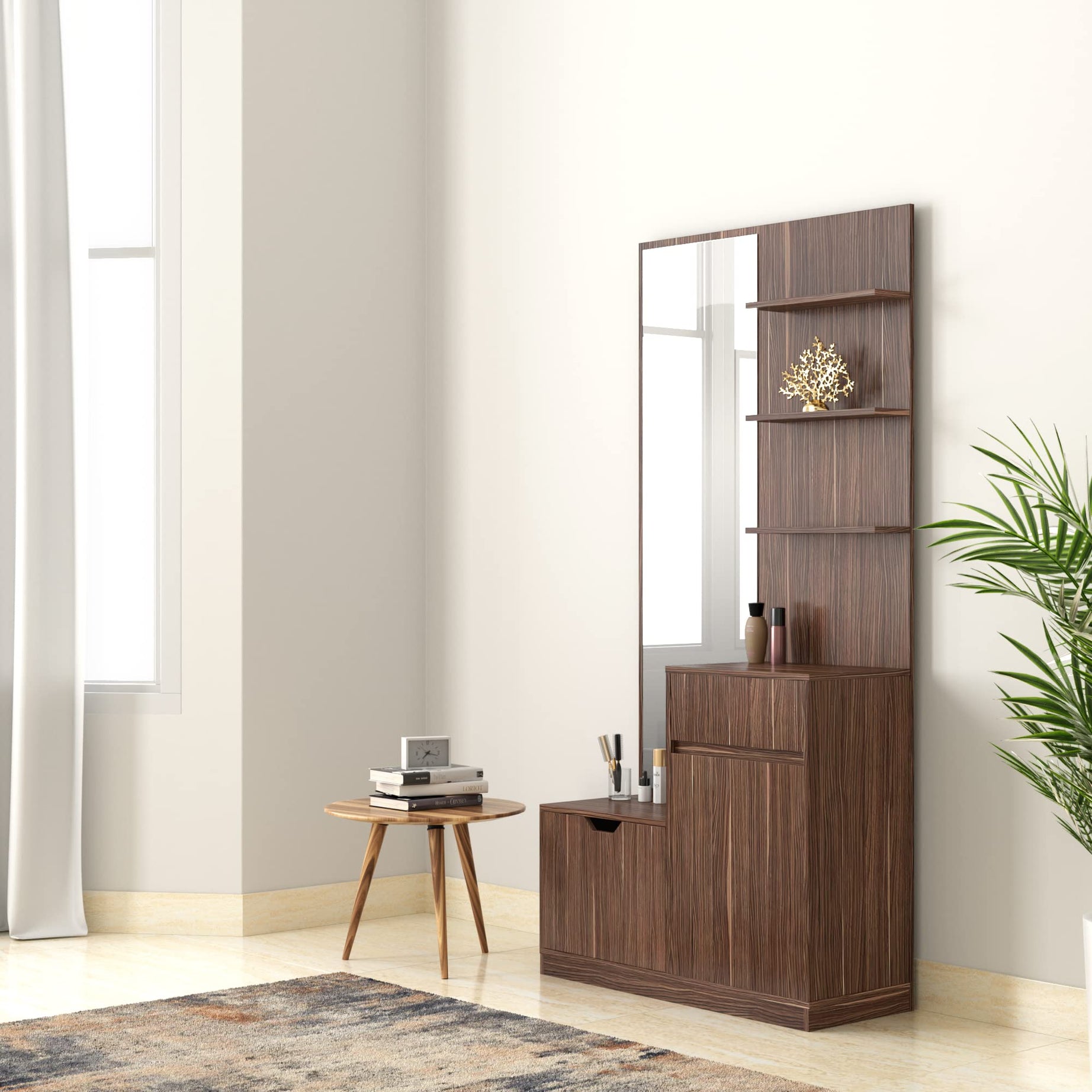 Amazon Brand - Solimo Octiceo Engineered Wood Dressing Table (Cairo Walnut Finish)