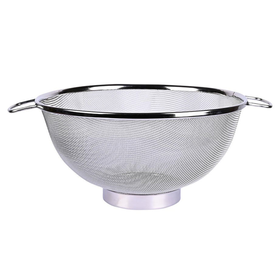 Kuber Industries Small Stainless Steel Colander Strainer Drainer with Handle (Silver), Standard, (49KM0113),20L x 20W x 8H Centimeters