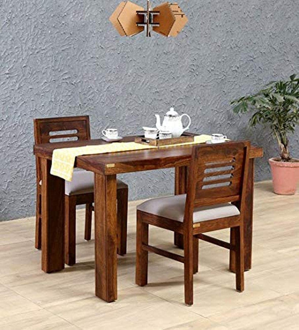 Winntage Furniture Sheesham Wood 2 Seater Dining Table with Chairs Wooden Dining Table and Chair Set for Dining Room (Honey Finish)