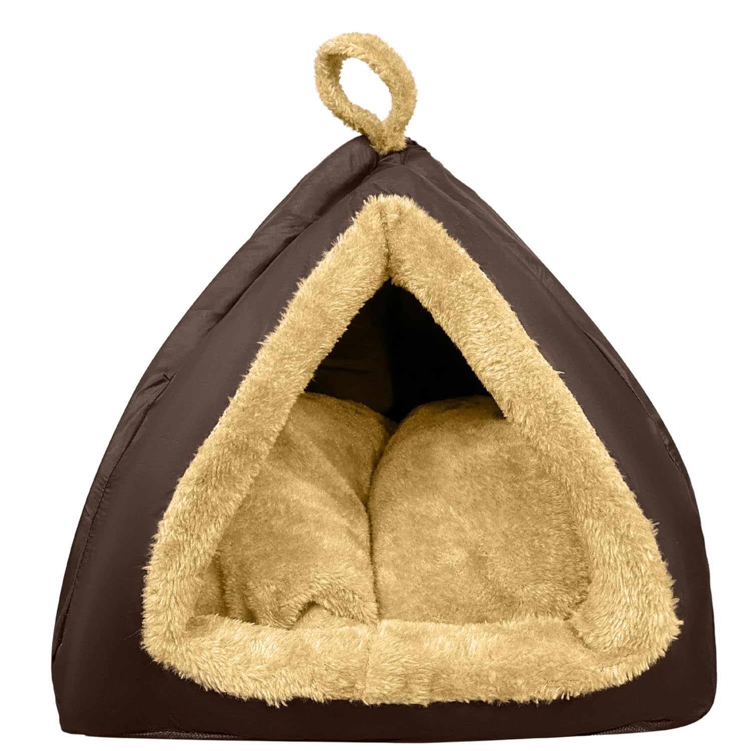 Fluffy's Dog Washable and cat Bed for Small & Medium Bed House |hut |cave |Toy Breeds |Indoor cat|Persian cat |Shih tzu Kitten |Puppy |pet |Tent |Kennel |Home (S, Brown)