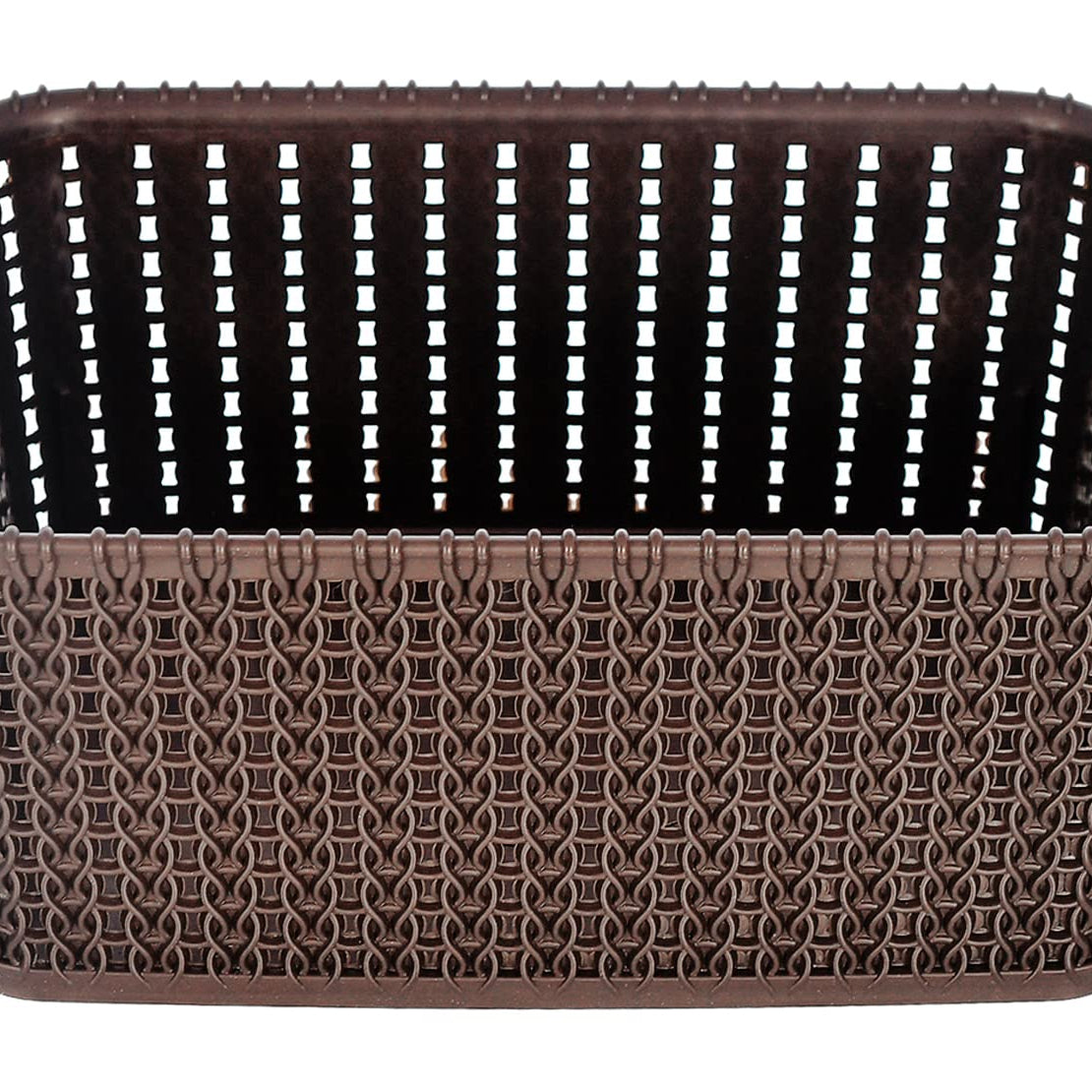 Kuber Industries Multipurposes Large M 20 Plastic Basket, Organizer For Kitchen, Countertops, Cabinets, Bathrooms Without Lid (Brown) -46Kkm086, Rectangular