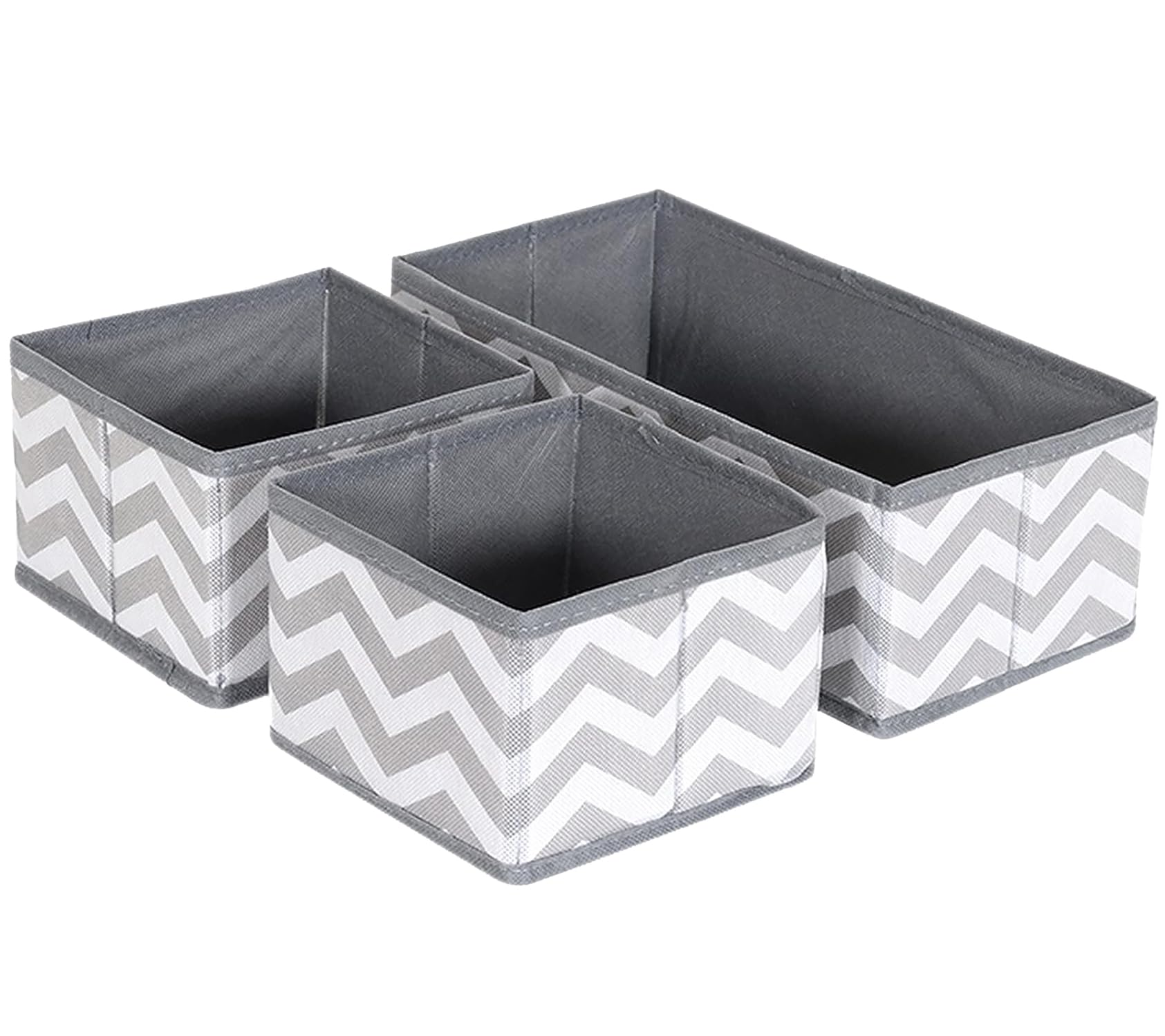 House of Quirk 3 Piece Non-Woven Closet Storage Box, Grey