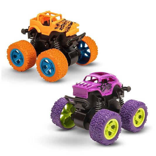 GRAPHENE Exciting Pack of 2 Monster Trucks for Boys 3-7 Years Old, Friction Powered Car Toys, Durable High-Density Alloy and Non-Toxic Plastic, Non-Slip Tires for Educational Play