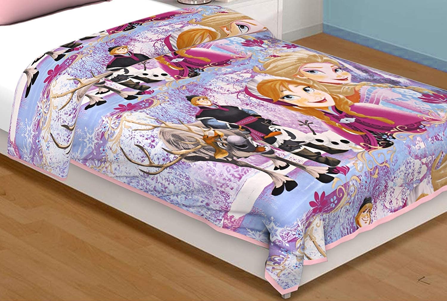 TEEJA Microfiber Soft Design Print Reversible Double Bed Single bed Dohar, Blanket, AC Dohar for Kids (Multicolour) (FROZEN, SINGLE BED)