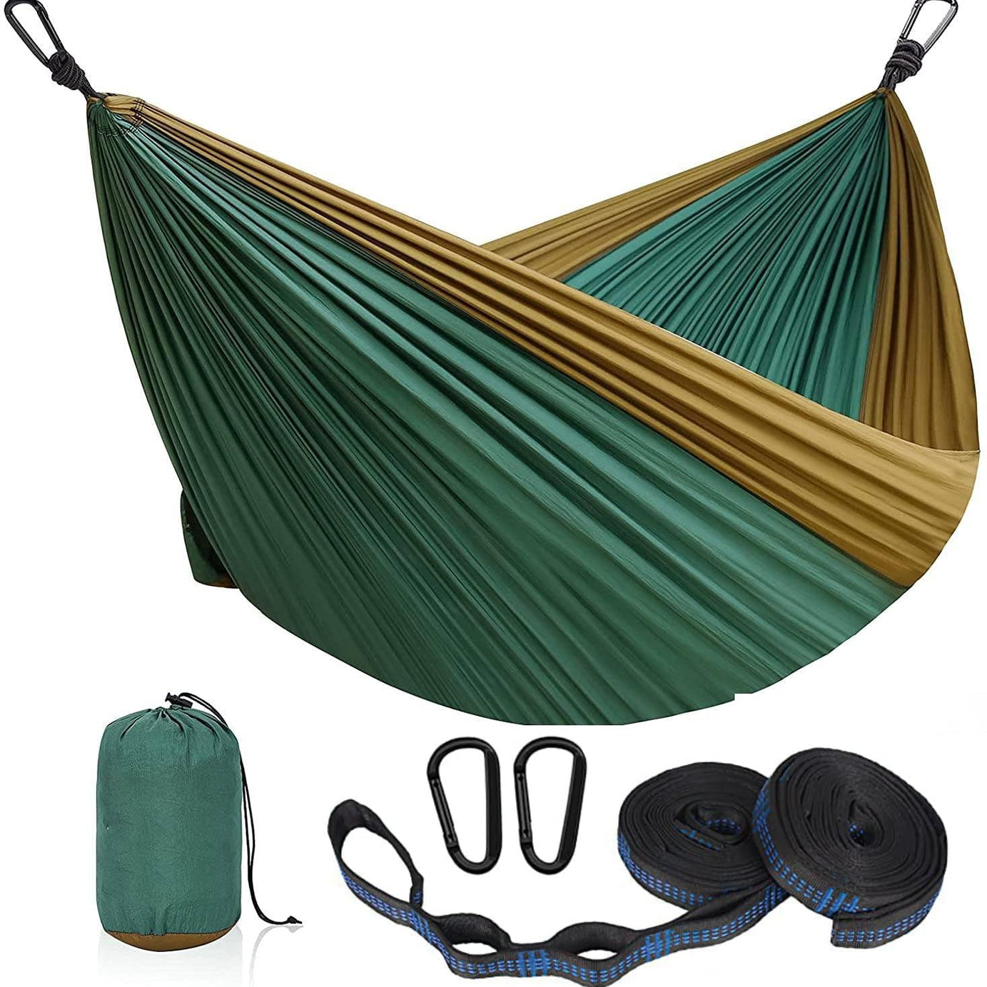 kartfury Ultra-Light Travel Camping Hammock | 300kg Load Capacity Breathable,Quick-Drying Parachute Nylon | 2 x Premium Carabiners,2 x Nylon Slings Included (275 x 140 cm, Red) (Dark Green)