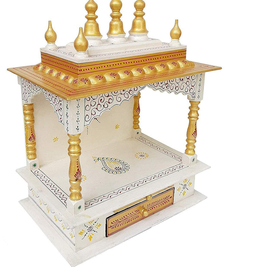 Kamdhenu art and craft Wood Home Temple (45 x 30 x 60 cm, Copper and Gold)