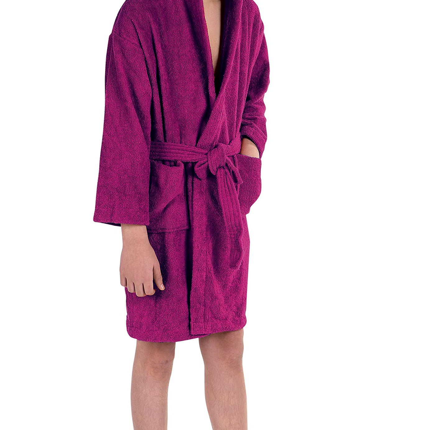 Cotton Trendy Kids Soft Plush Luxury Hooded 100% Cotton 400 Gsm Bathrobe With Matching Bathroom Slippers, Hooded Bathroom Pool Gown For Boys and Girls Higher Absorbency (12-14 Years, Purple)