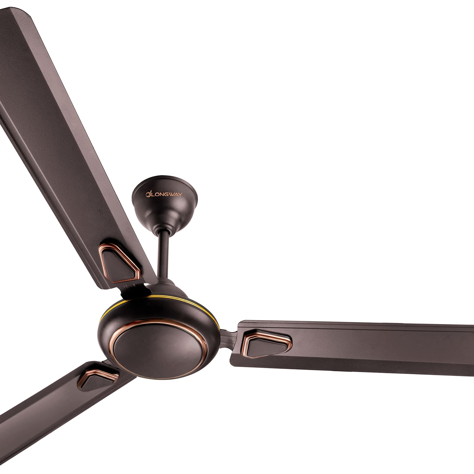 LONGWAY Kiger P1 1200 mm/48 inch Ultra High Speed 3 Blade Anti-Dust Decorative Star Rated Ceiling Fan (Smoked Brown, Pack of 1)