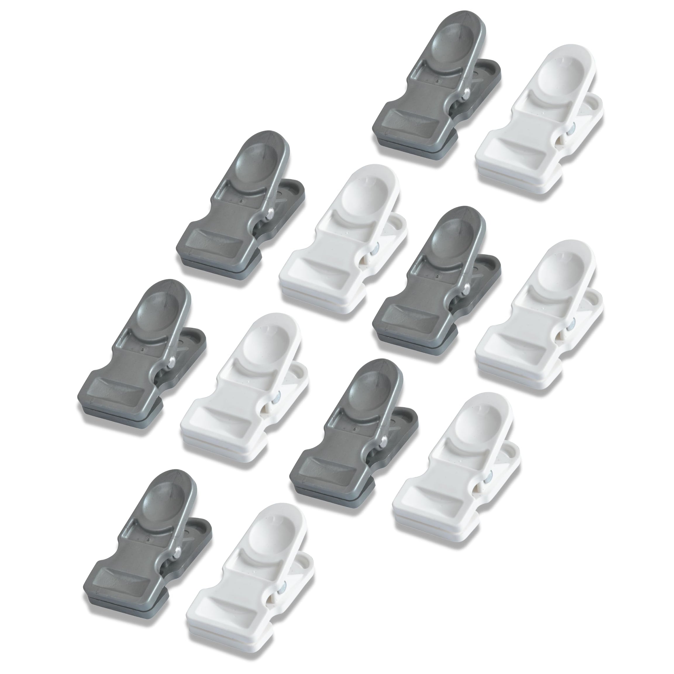 Viguni Cloth Clips for Drying Clothes (Pack of 12) Heavy Duty Premium Clips for Clothes, Multipurpose Clothes Clip for Indoor and Outdoor, Anti Rust Peg - White/Silver