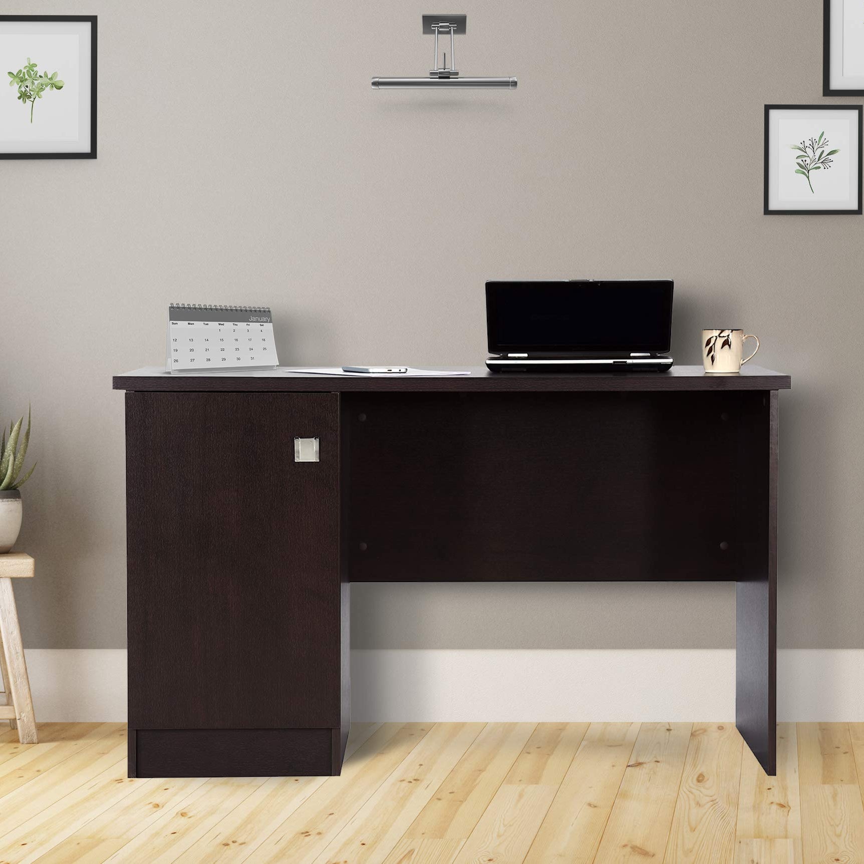 DeckUp Uniti Engineered Wood Study Table and Office Desk (Dark Wenge, Matte Finish)