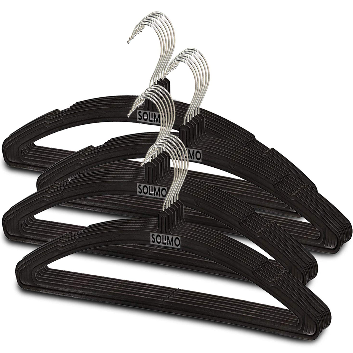 Amazon Brand - Solimo Plastic Cloth Hanger for Wardrobe, Set of 24, Black