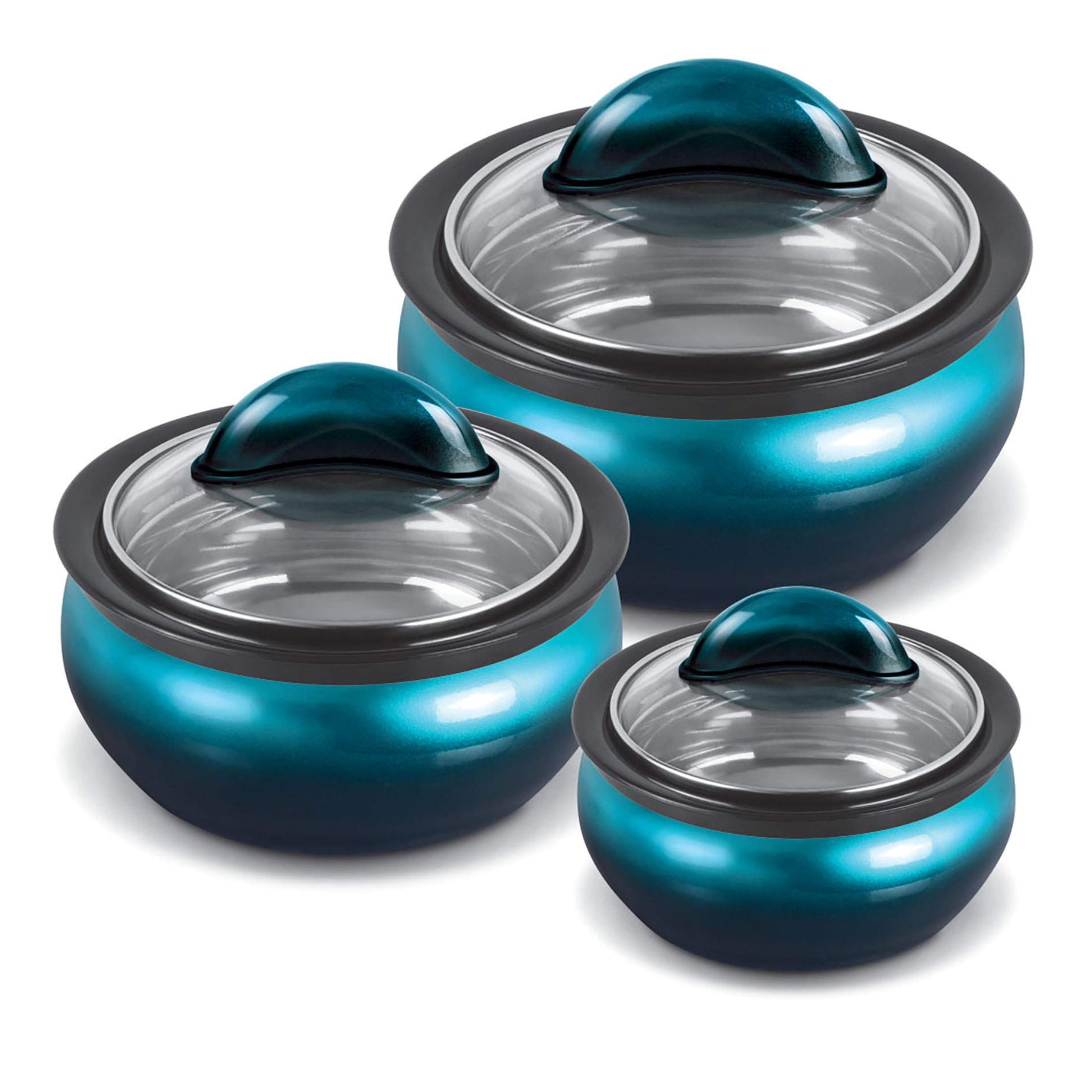 Milton Clarion Jr Stainless Steel Casseroles Gift Set of 3, Dual Tone Blue