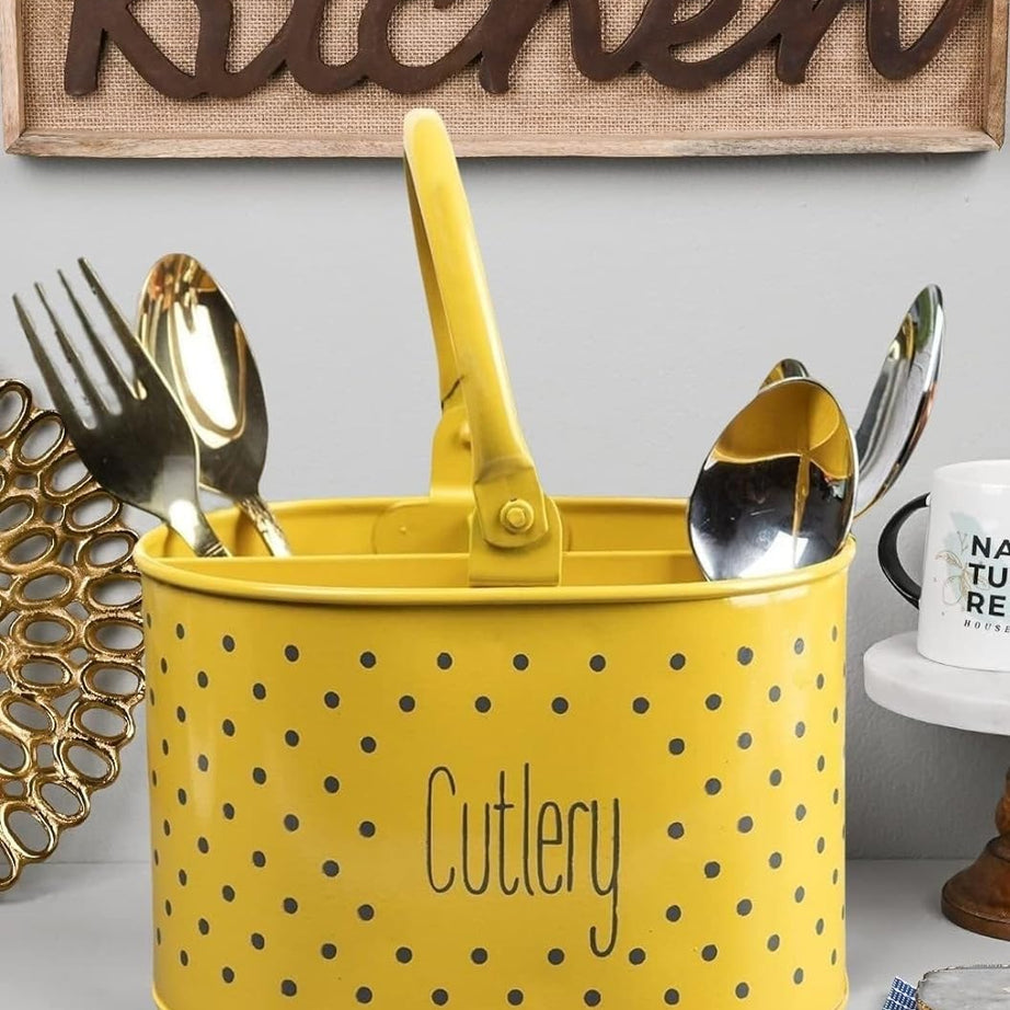 COVETKART Kitchen Utensil Organizer and Cutlery Holder, yellow, Dishwasher Safe