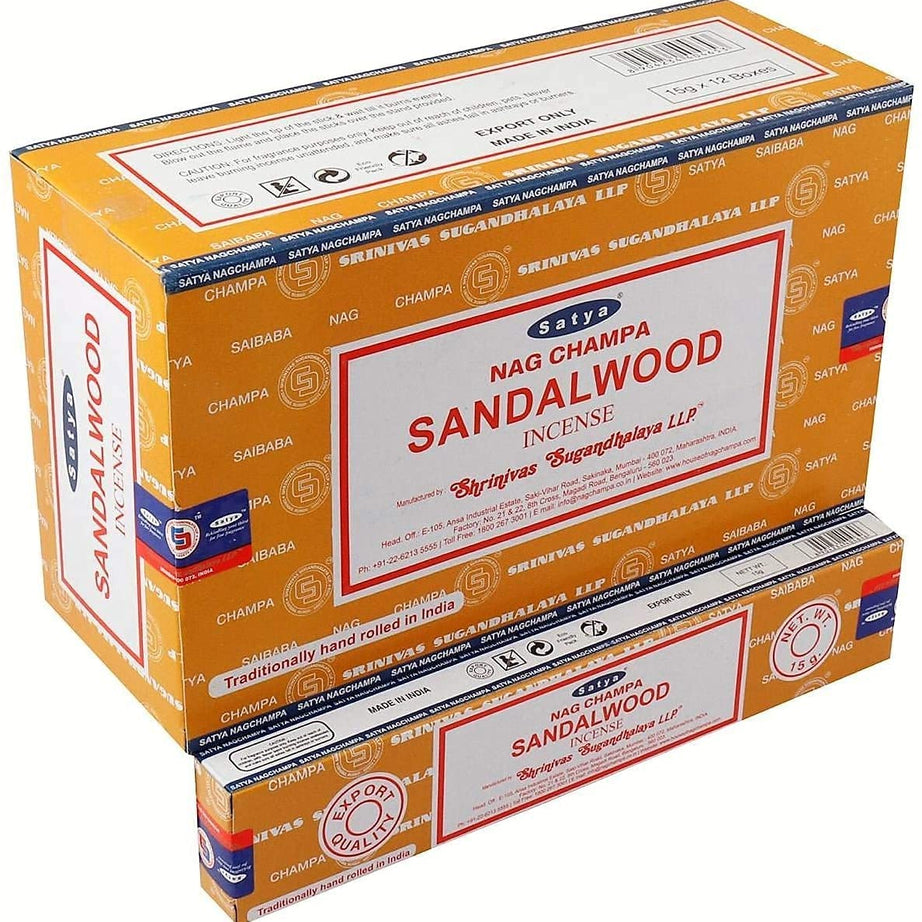 Satya Nag Champa Sandalwood Incense Sticks - Box 12 Packs by Satya