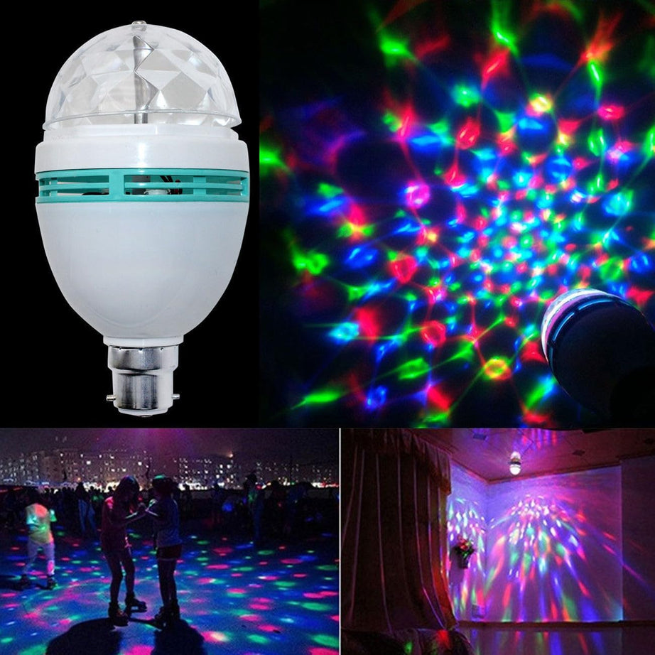 Stylo Shop B22D 360 Degree Crystal Magic Disco Led Light Rotating Bulb Light, 3 Watts