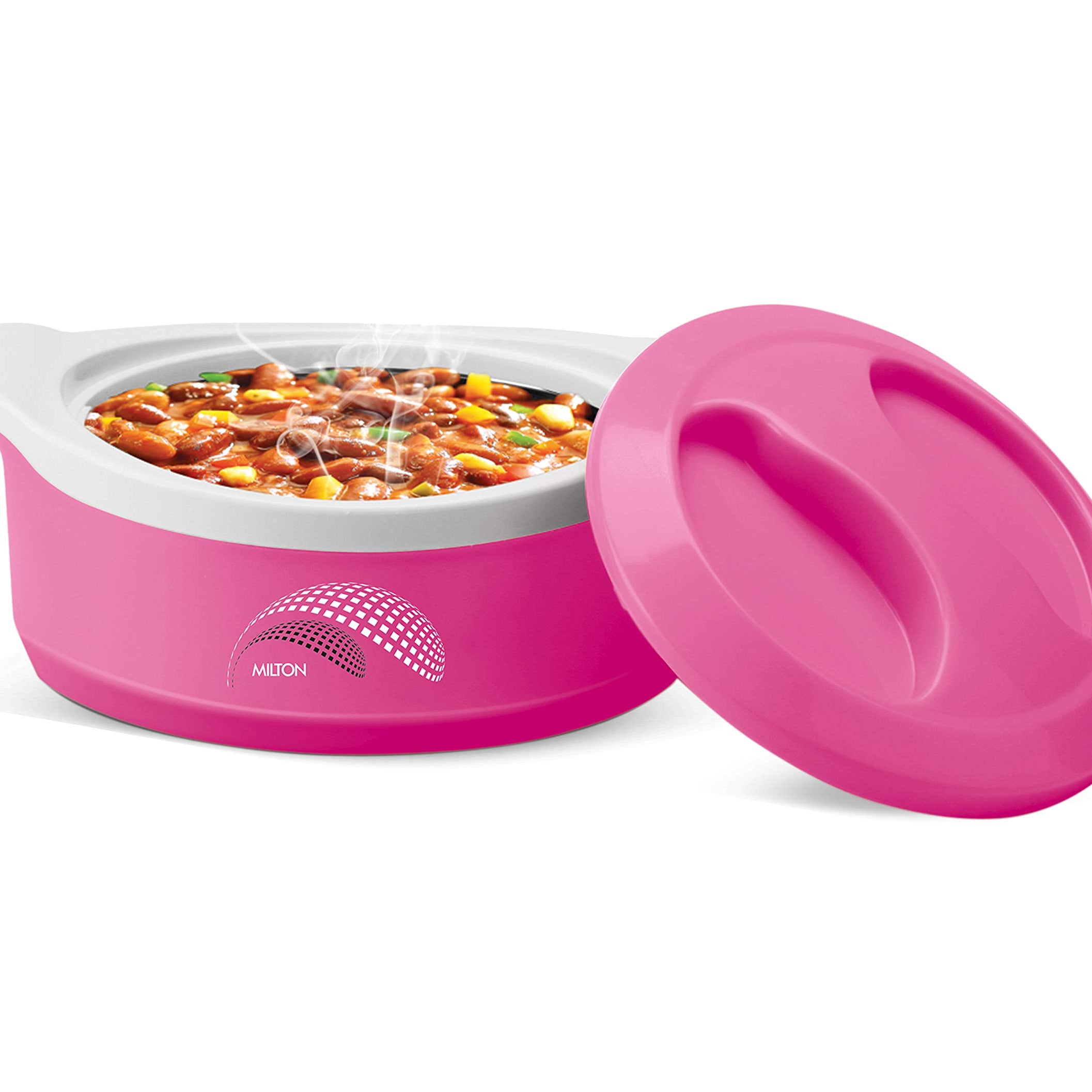 MILTON New Marvel 3500 Inner Steel Casserole, 3400 ml, Pink | BPA Free | Food Grade | Easy to Carry | Easy to Store | Ideal for Chapatti | Roti | Curd Maker