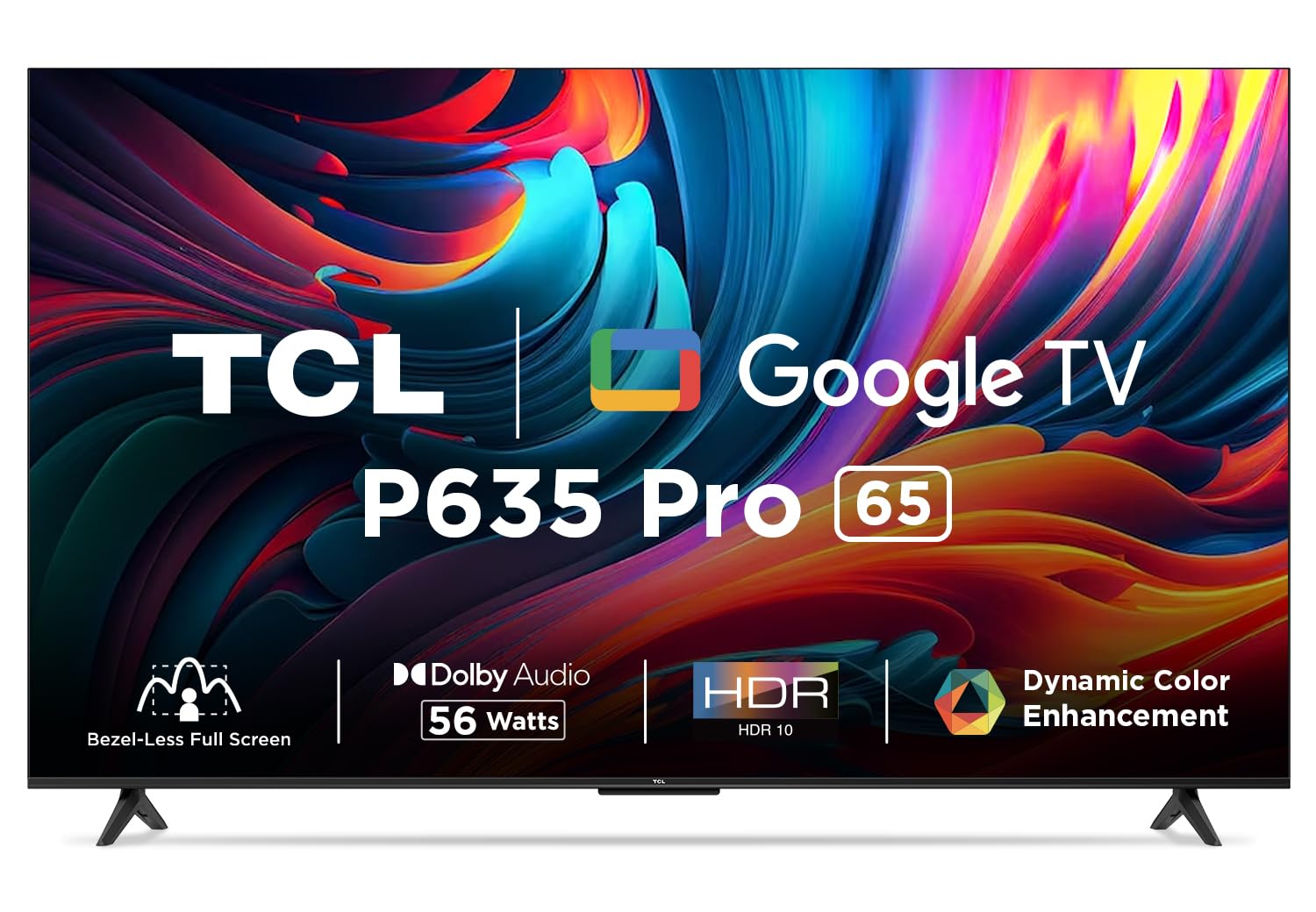 TCL 164 cm (65 inches) Bezel-Less Full Screen Series Ultra HD 4K Smart LED Google TV 65P635 Pro (Black)